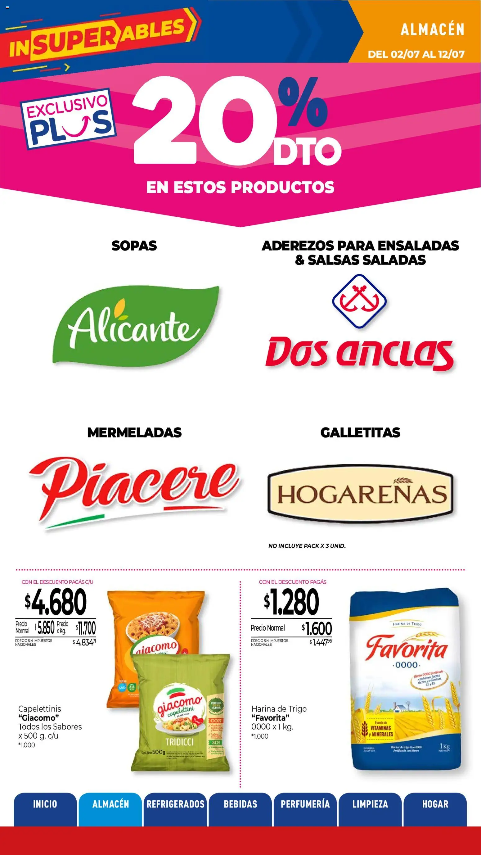 La Anonima catálogo │ válido desde el 02/07/2026 | Página: 14 | Productos: Vitaminas, Galletitas, Harina, Fuente