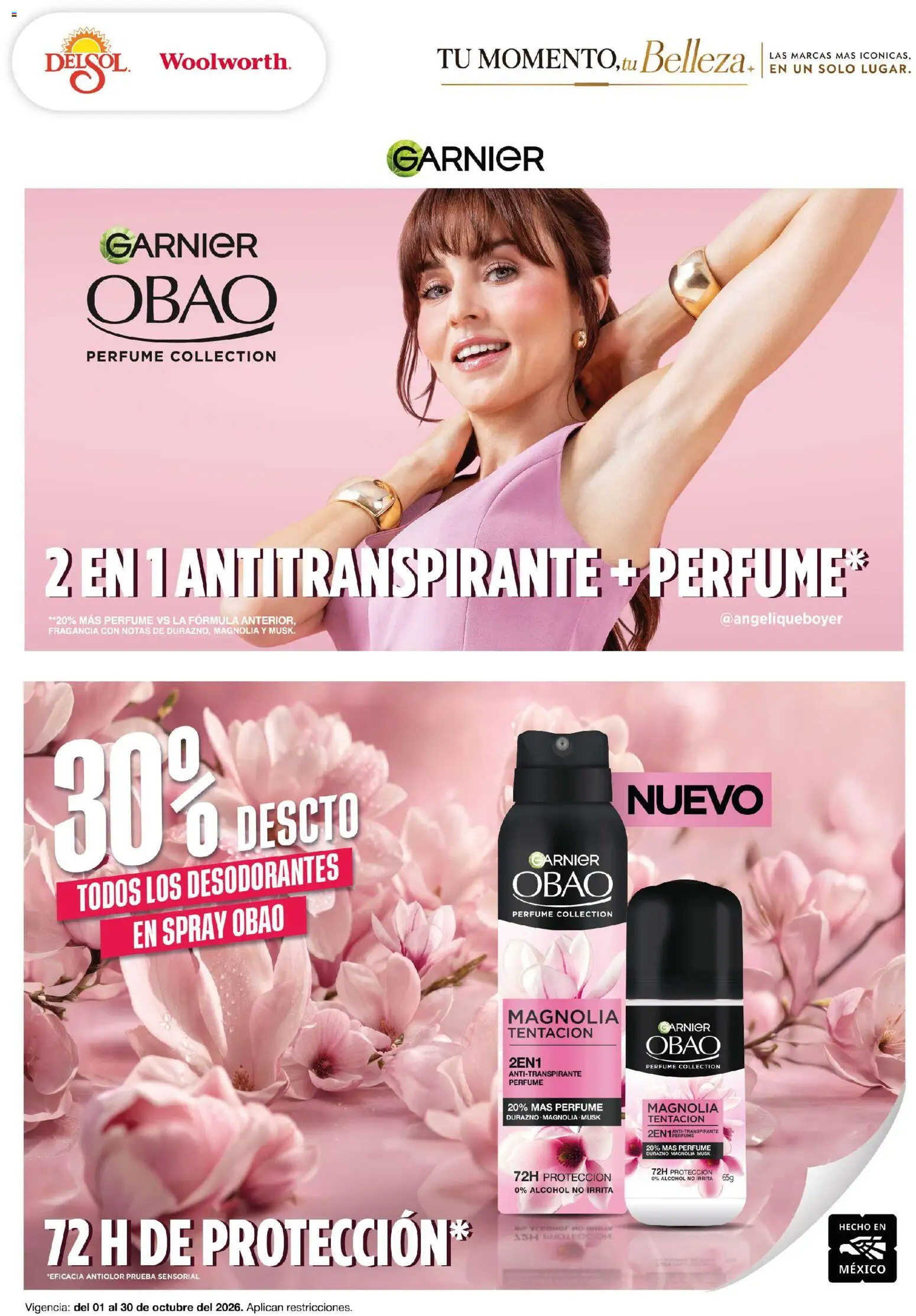 Nuevas ofertas de Del Sol y Woolworth válidas en toda la República Mexicana desde el 01/10/2026. ¡Encuentra las mejores ofertas en Del Sol y Woolworth catálogo Tu momento, tu belleza solo! | Página: 5 | Productos: Antitranspirante, Durazno, Alcohol, Perfume
