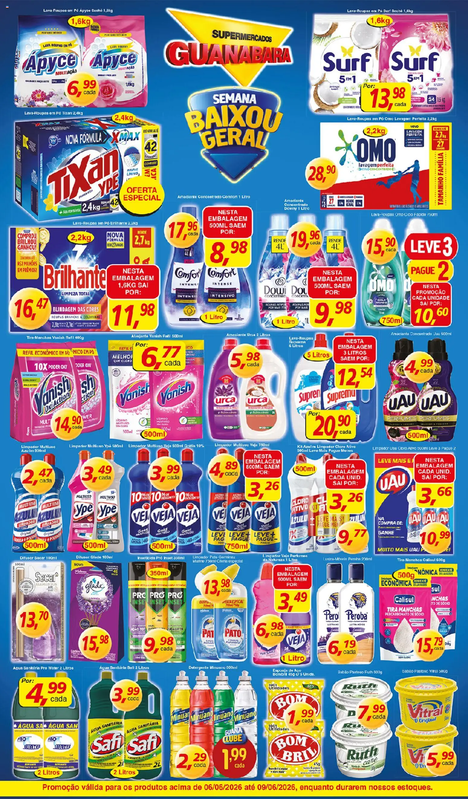 Supermercados Guanabara Folheto - válido de 06.06.2026 | Página: 11 | Produtos: Limpador multiuso, Sabão, Roupas, Água sanitária