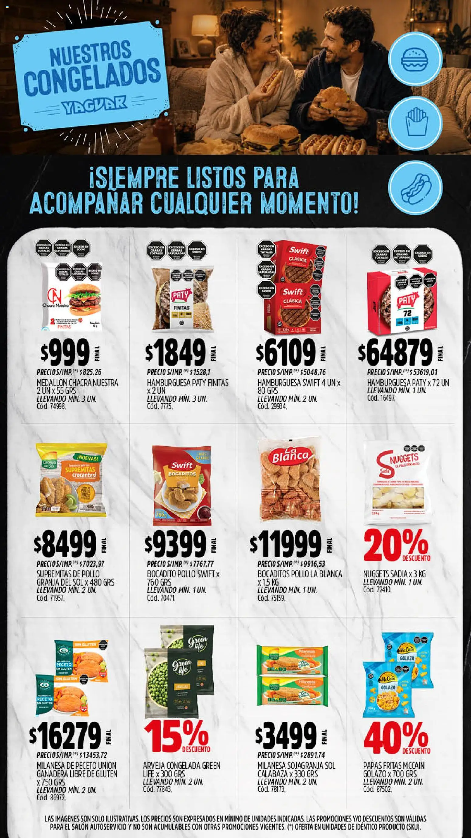 Yaguar catálogo │ válido desde el 10/08/2026 | Página: 11 | Productos: Arveja, Pollo, Milanesa, Papas fritas
