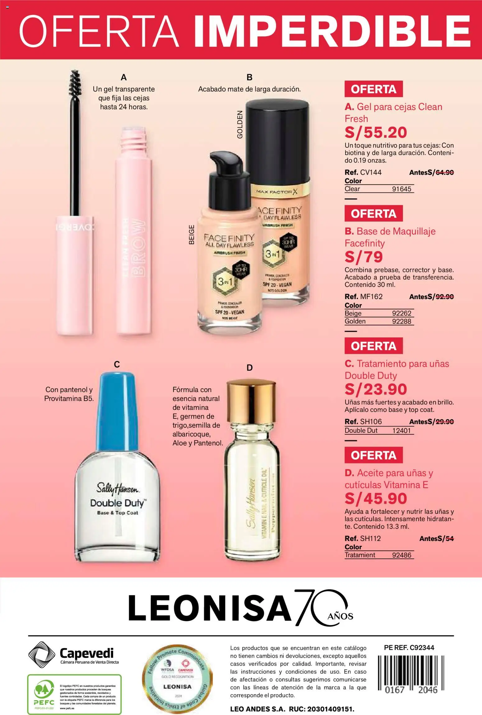 Catálogo Leonisa válido desde 24/08/2026 | Página: 66 | Productos: Aceite, Cámara, Maquillaje, Corrector
