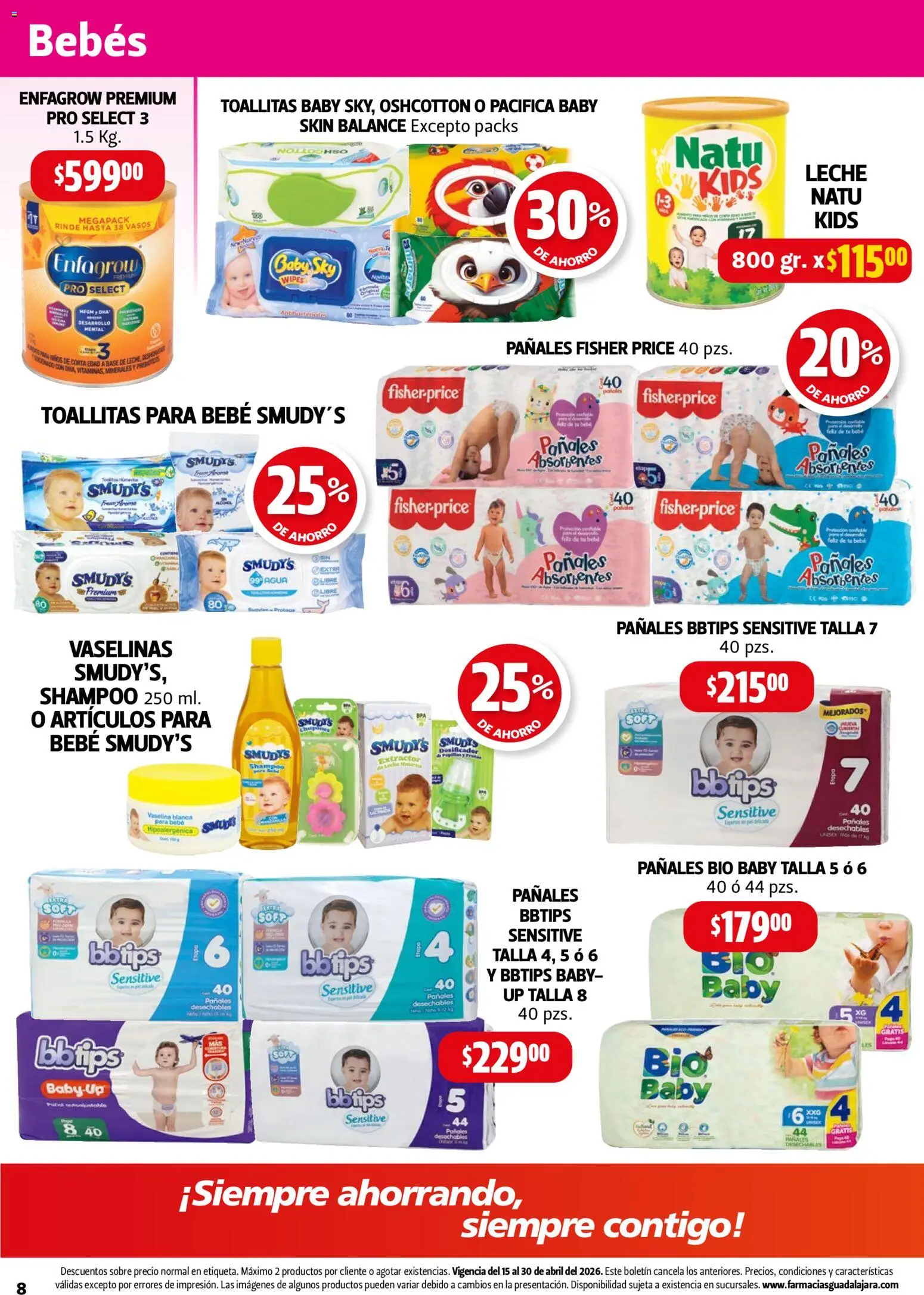 Nuevas ofertas de Farmacia Guadalajara válidas en toda la República Mexicana desde el 15.04.2026. ¡Encuentra las mejores ofertas en Farmacia Guadalajara catálogo! | Página: 8 | Productos: Agua, Leche, Vasos, Sobre