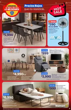 Vista previa de Walmart Hot Sale, nuevo folleto de la tienda, válido en México a partir del 25.05.2026 | Página: 15 | Productos: Ventilador, Cama, Mesa de centro, Mesa