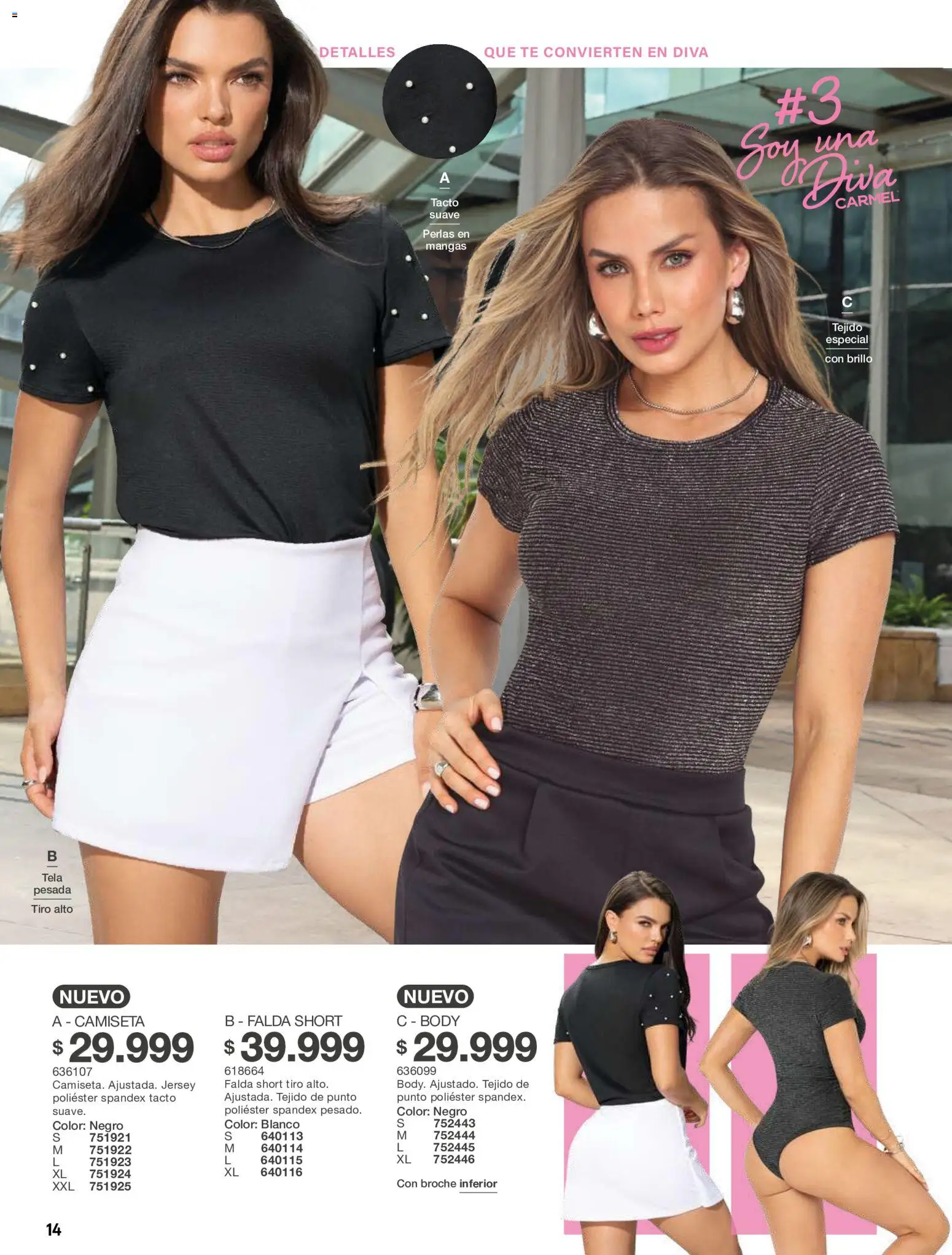 Carmel revista - valida desde el 01/10/2026 | Página: 14 | Productos: Falda, Body, Short, Camiseta