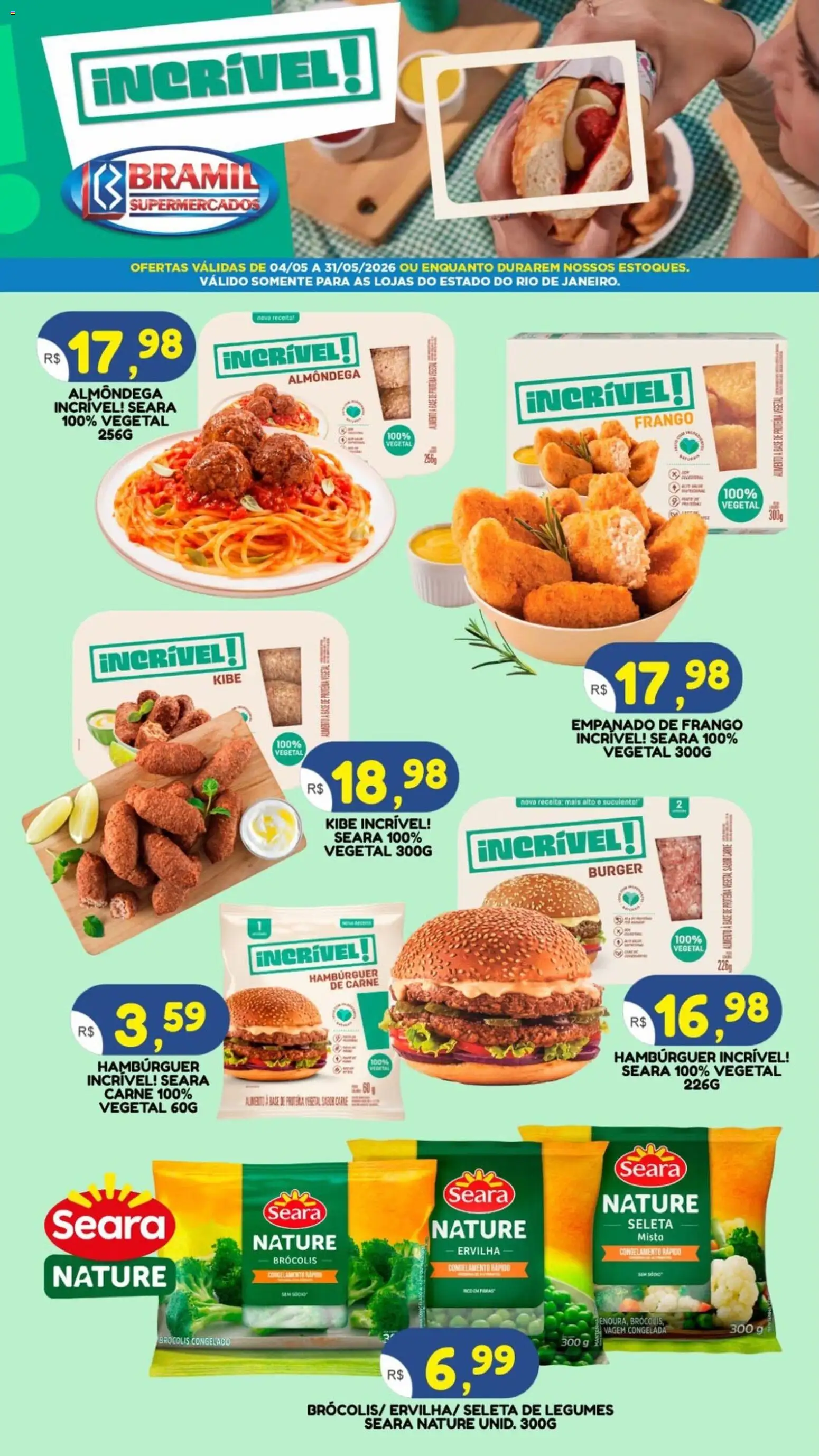 Bramil Supermercados Folheto - válido de 04.05.2026 | Página: 1 | Produtos: Ervilha, Vagem, Hambúrguer, Brócolis