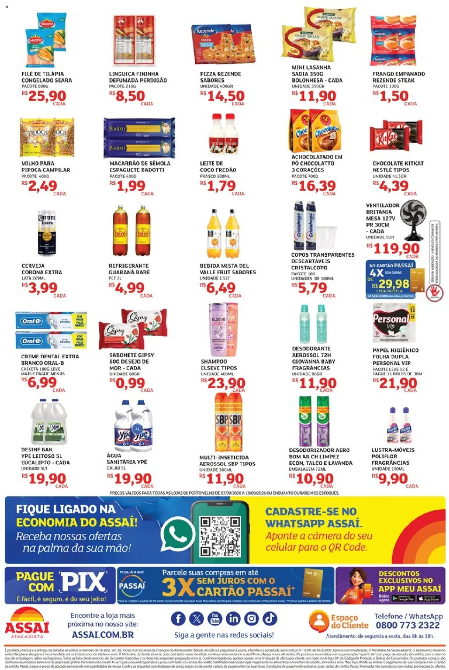 Assaí Atacadista Folheto - válido de 07/09/2026 | Página: 2 | Produtos: Talco, Leite, Papel higiênico, Filé de tilápia