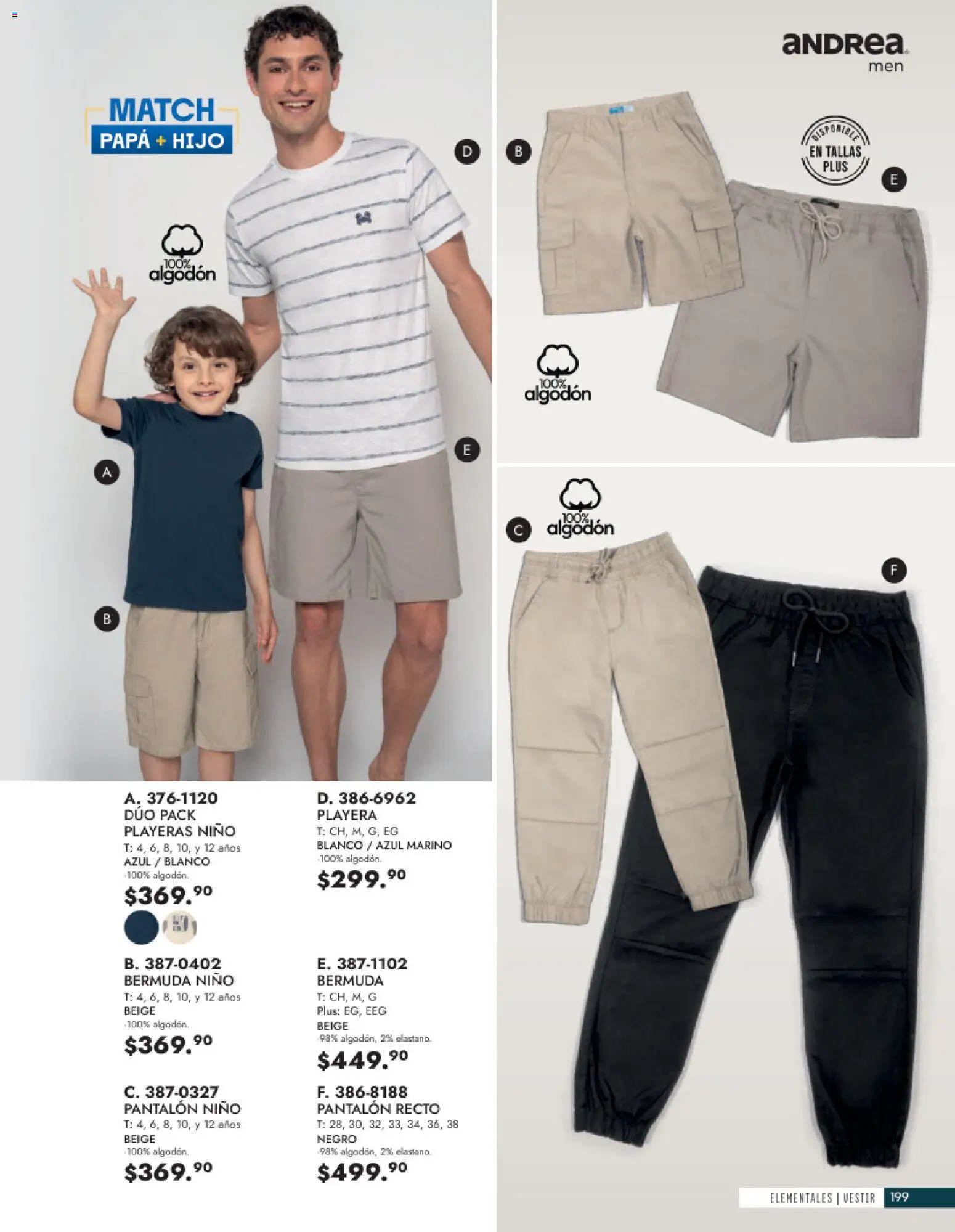 Nuevas ofertas de Andrea válidas en toda la República Mexicana desde el 24.05.2026. ¡Encuentra las mejores ofertas en Andrea catálogo Vestir Caballero! | Página: 39 | Productos: Papa, Algodón, Playera, Bermuda