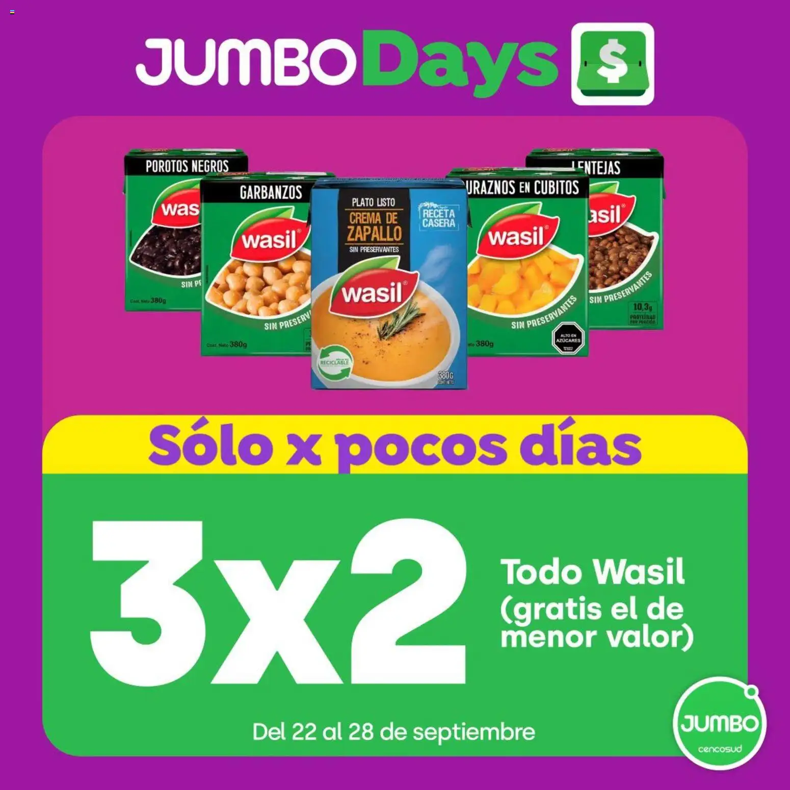 Jumbo Ofertas │ válido desde el 20.09.2026 | Página: 4 | Productos: Garbanzos, Porotos, Lentejas, Crema