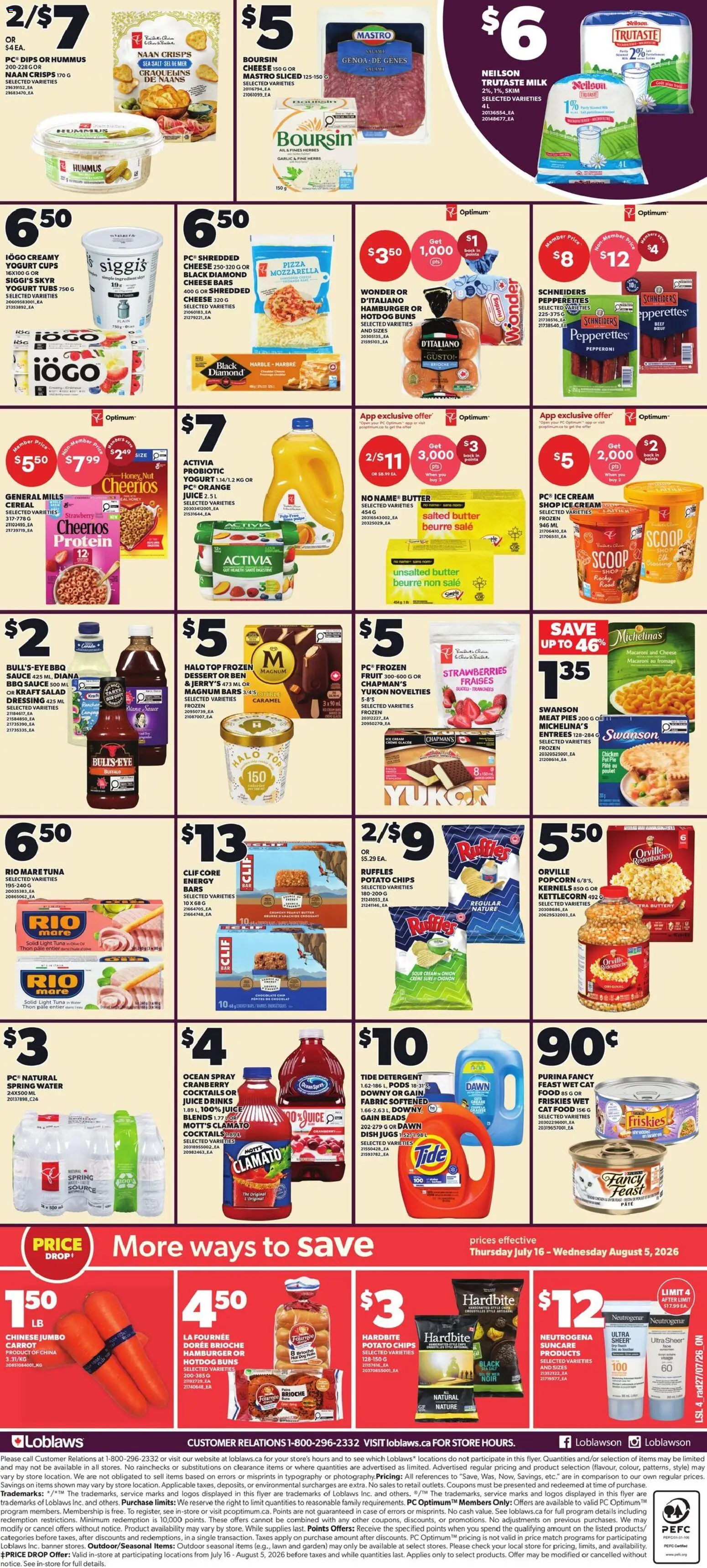 Loblaws flyer valid from Jul 30, 2026 | Page: 2 | Products: Strawberries, Cream, Food, Yogurt