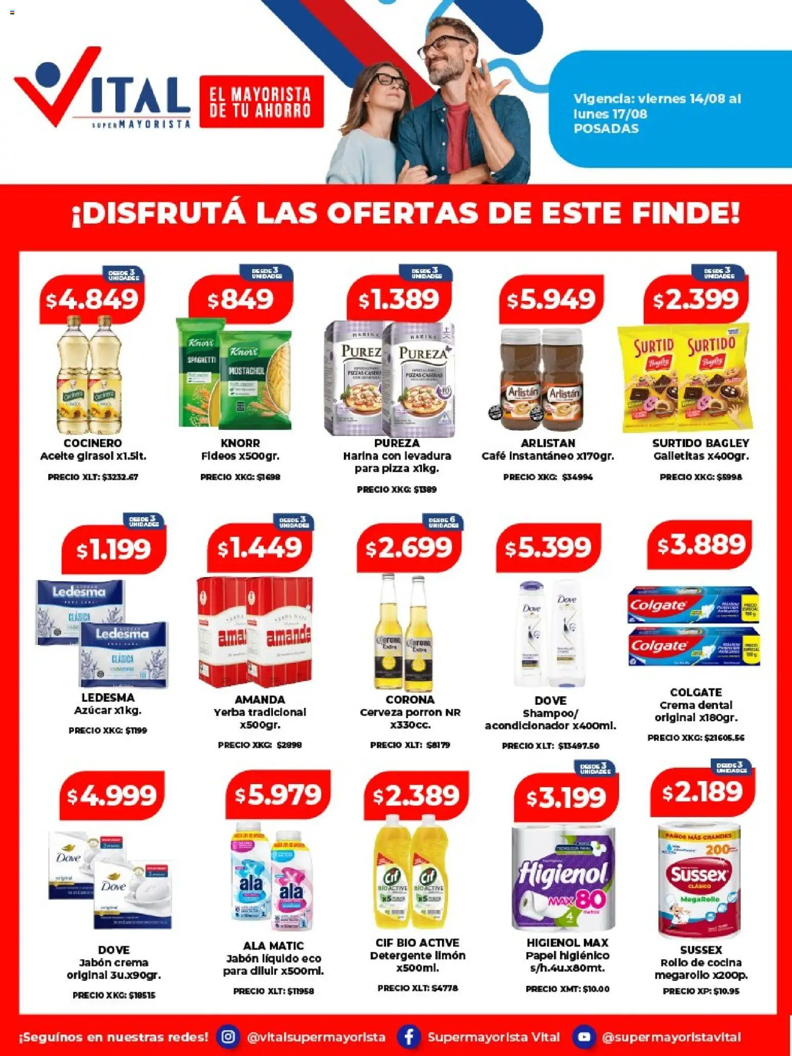 Vital - Ofertas fin POSADAS │ válido desde el 14/08/2026 | Página: 1 | Productos: Levadura, Pizza, Fideos, Spaghetti