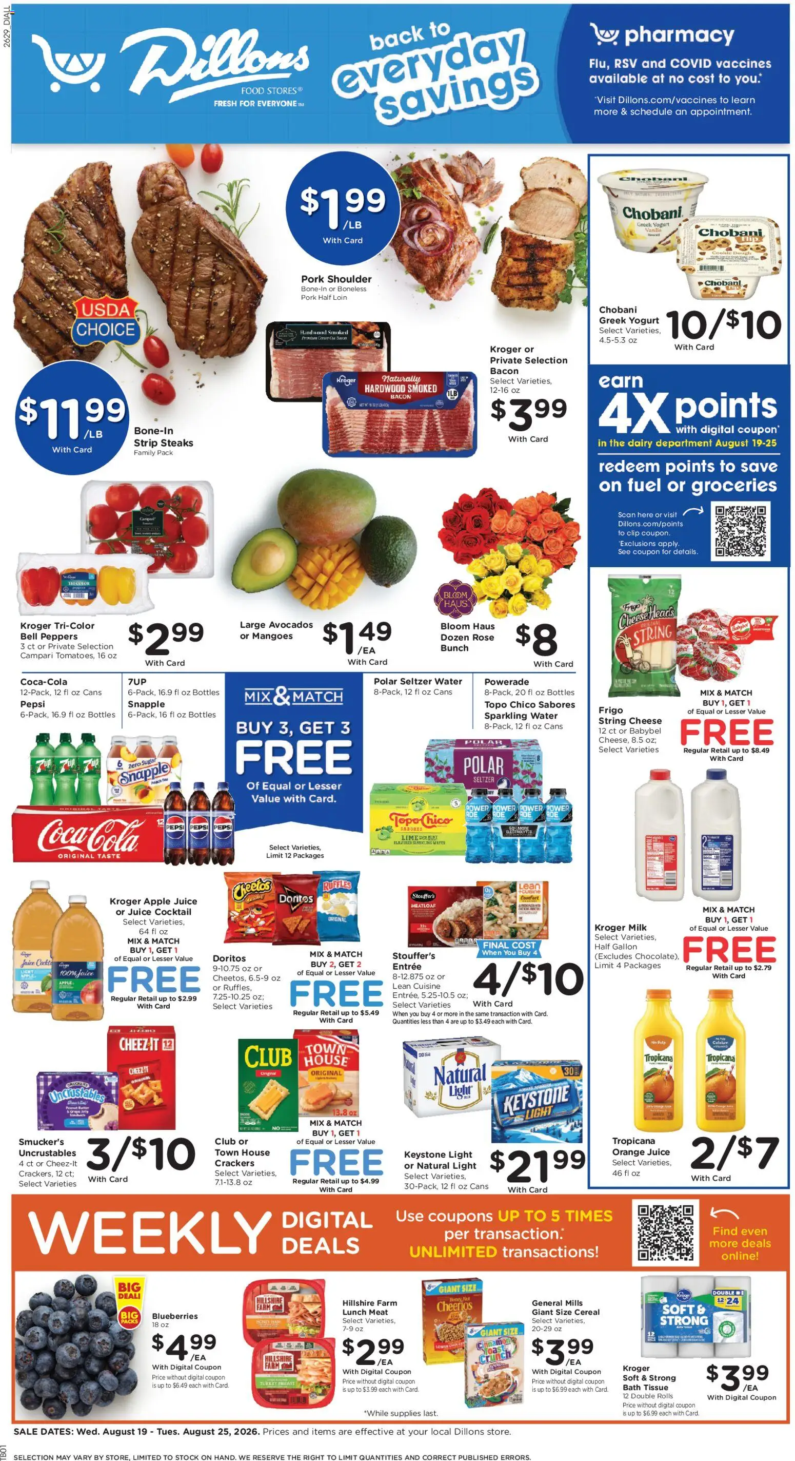 Dillons Weekly Ad - valid from 08/19/2026 | Page: 1 | Products: Apple juice, Juice, Sugar, Dough
