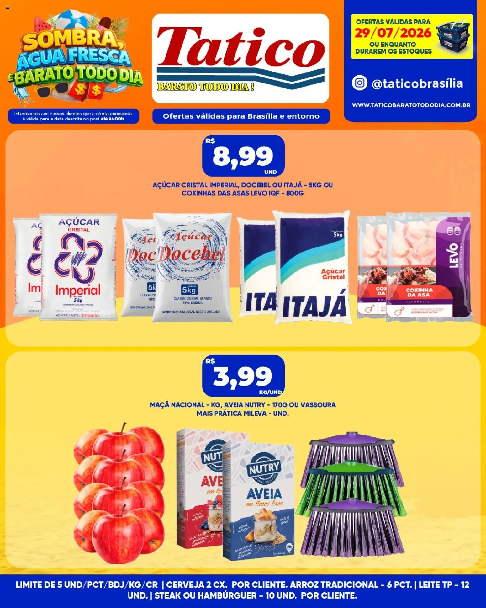 Tatico Folheto - válido de 30/07/2026 | Página: 33 | Produtos: Cerveja, Hambúrguer, Flocos, Açúcar