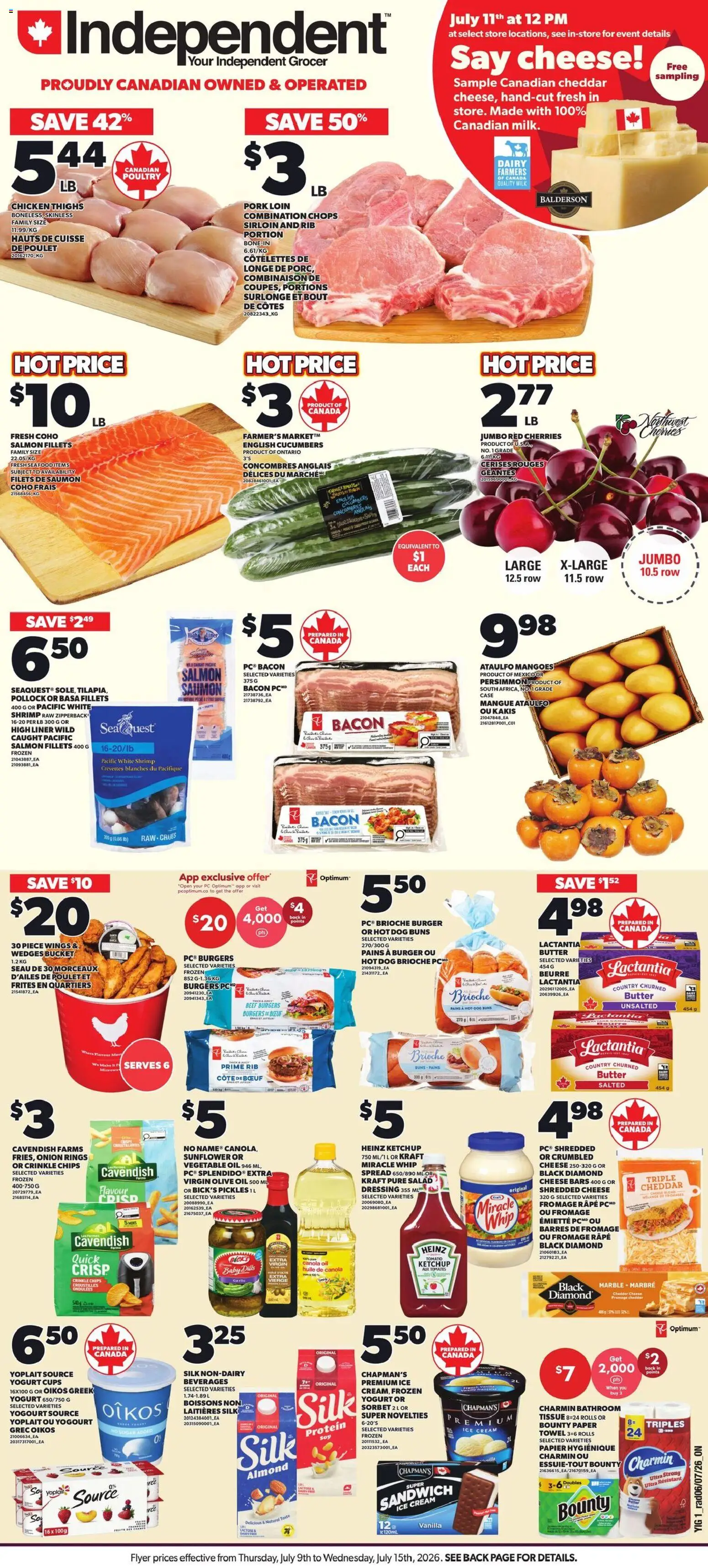 Independent Grocer flyer valid from Jul 9, 2026 | Page: 2 | Products: Ketchup, Case, Milk, Butter