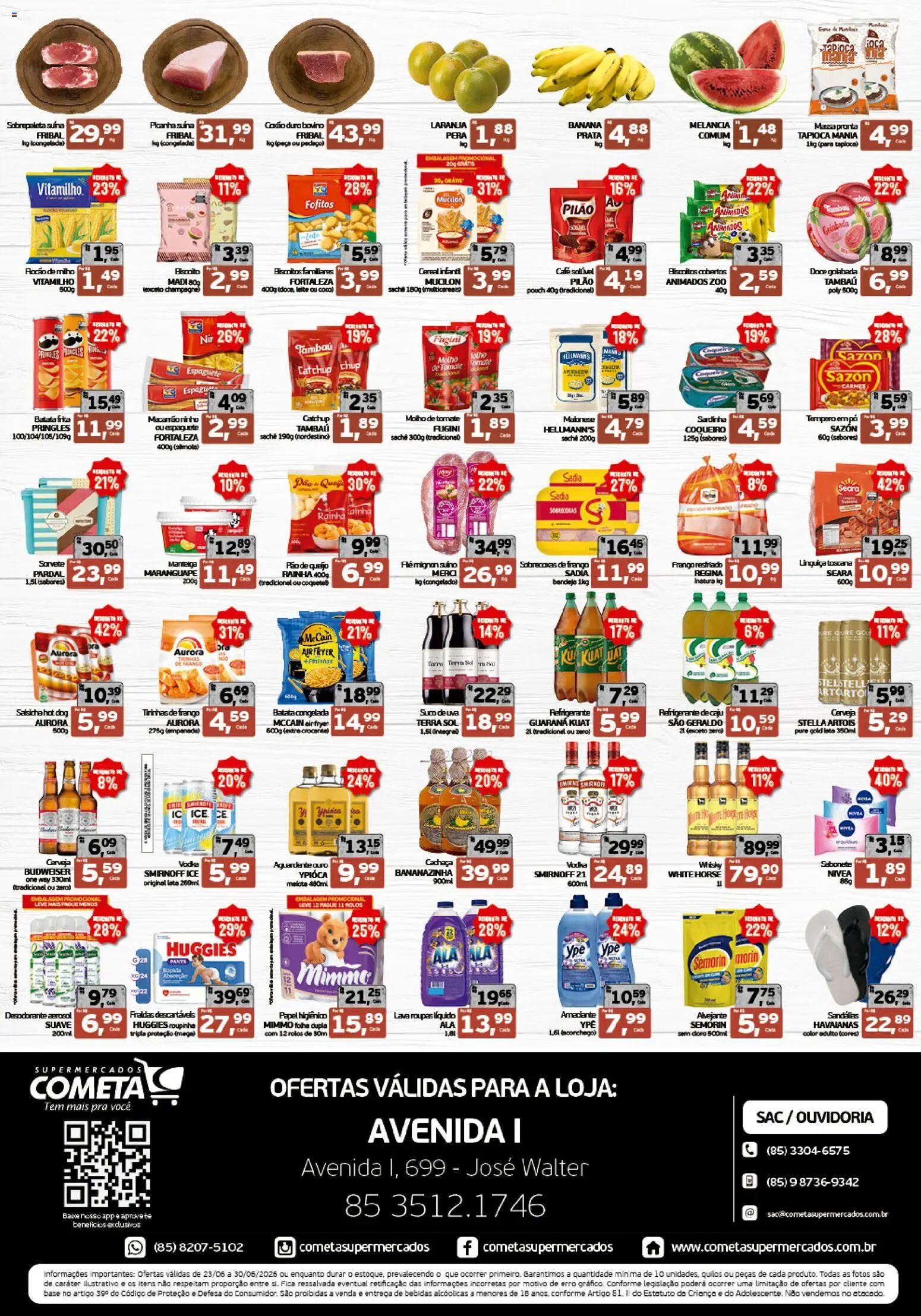 Cometa Supermercados Folheto - válido de 23/06/2026 | Página: 2 | Produtos: Espaguete, Sorvete, Sandálias, Goiabada