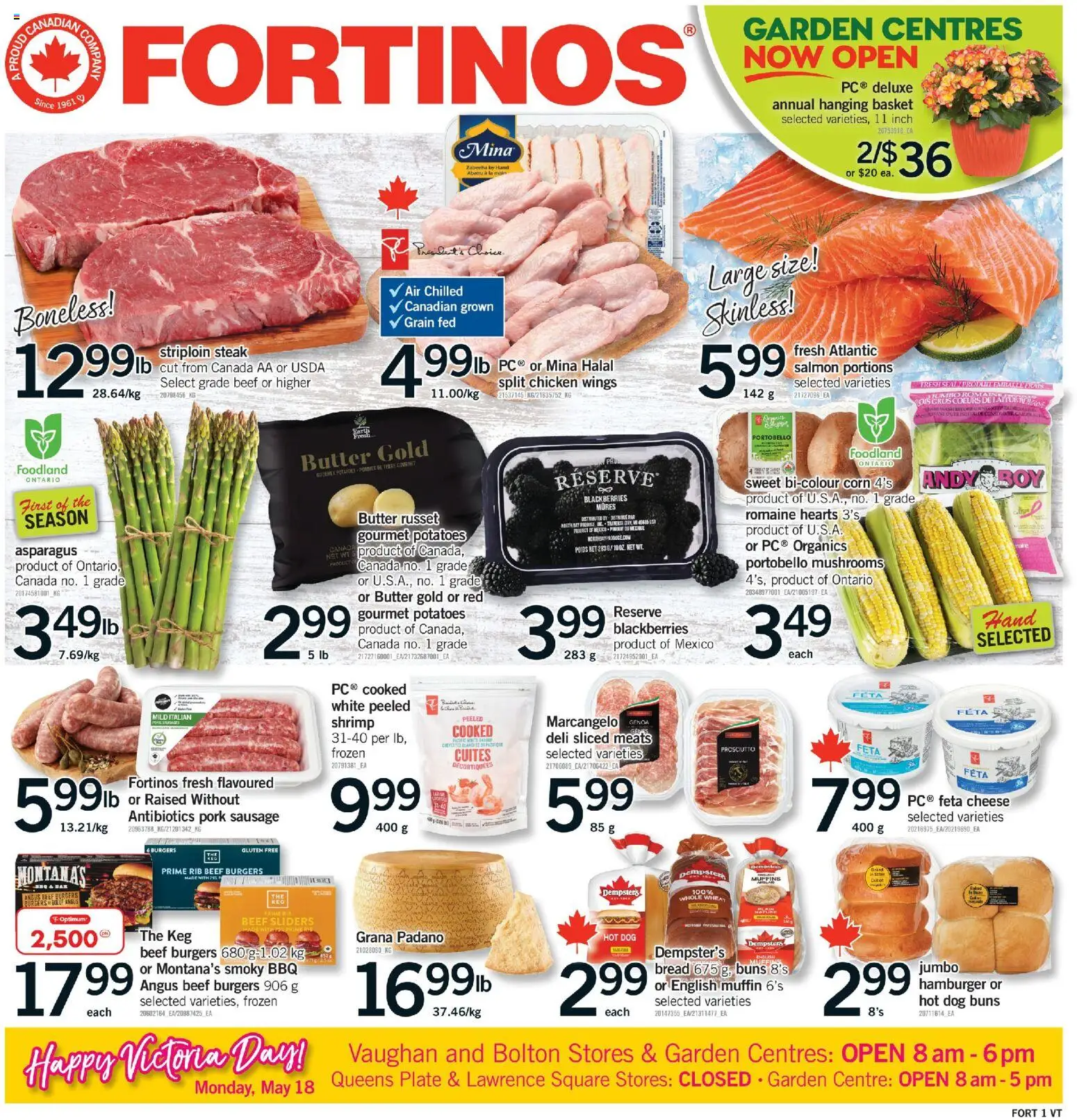 Fortinos flyer valid from 14.05.2026 | Page: 1 | Products: Potatoes, Basket, Butter, Bread