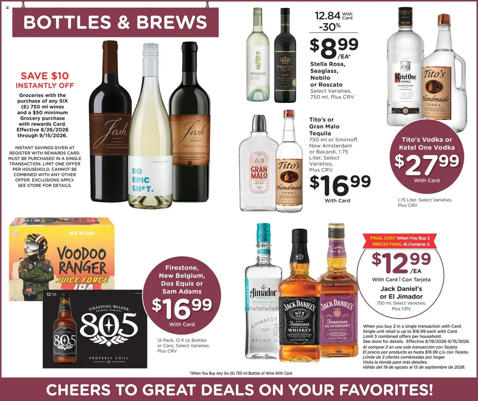 Ralphs Weekly Ad - valid from 09/02/2026 | Page: 12 | Products: Jack Daniel's, Groceries, Juice, Agave