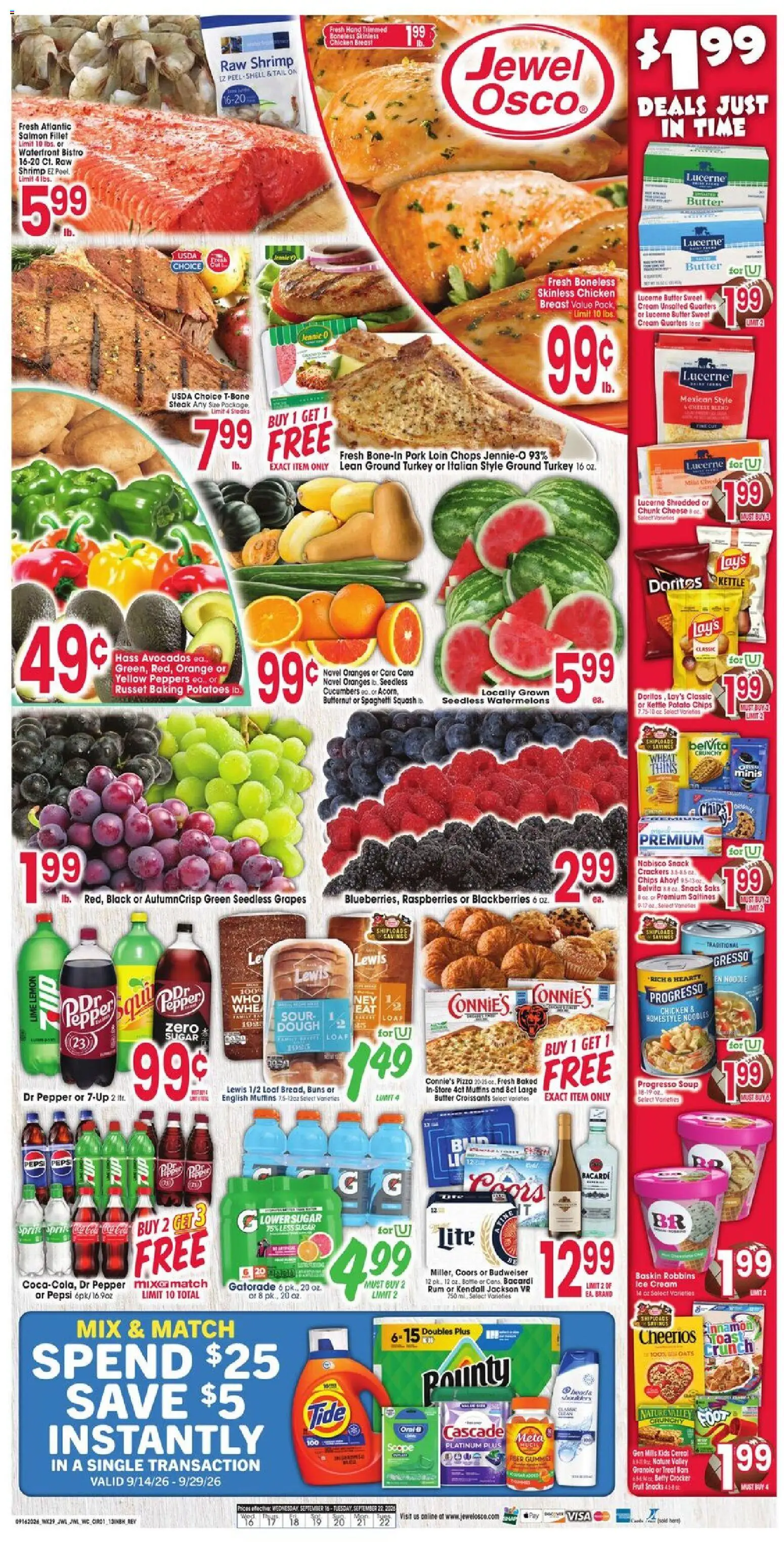 Jewel Osco Weekly Ad - IN - valid from 09/16/2026 | Page: 1 | Products: Crackers, Turkey, Cream, Potatoes