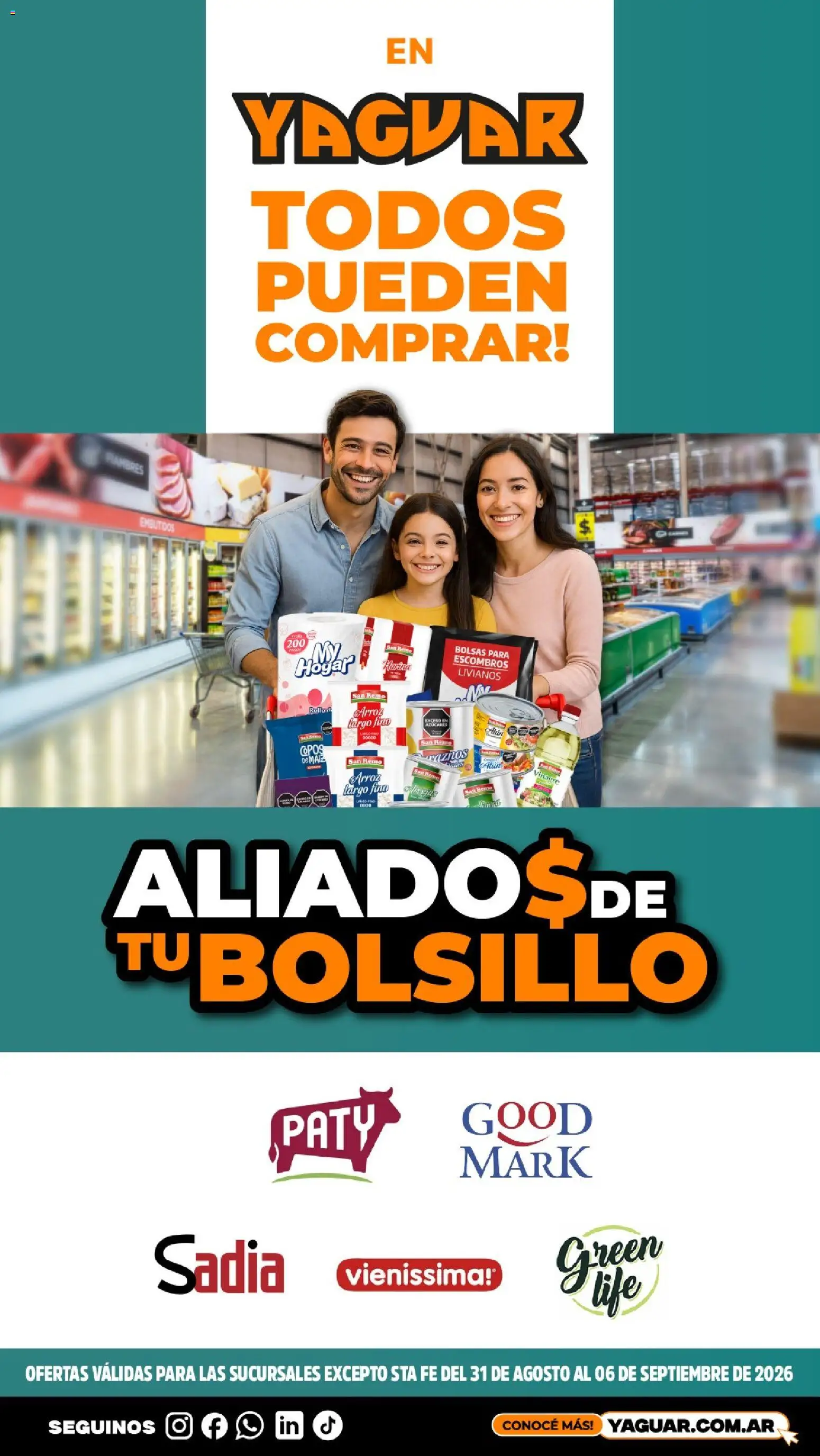 Yaguar - Aliados De Tu Bolsillo Parque Chacabuco │ válido desde el 31/08/2026 | Página: 1 | Productos: Embutidos, Vinagre, Copos de maíz, Arroz