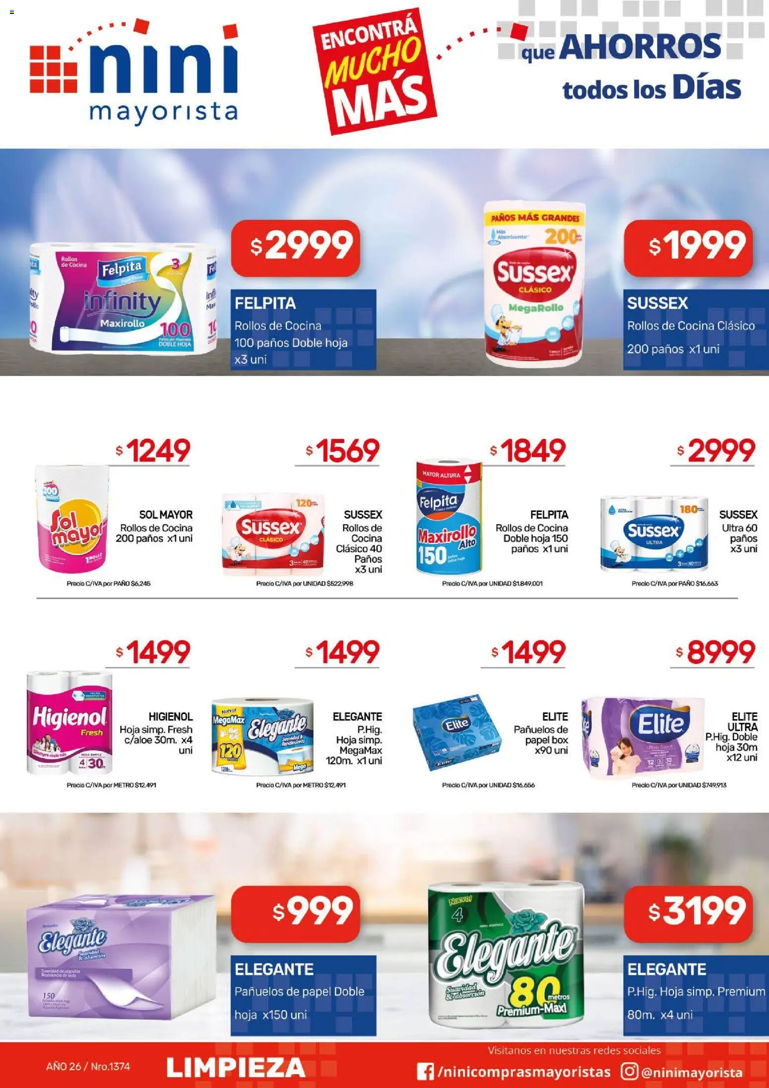 NINI Mayorista ofertas │ válido desde el 24/08/2026 | Página: 7 | Productos: Pañuelos de papel, Cocina, Rollos de cocina