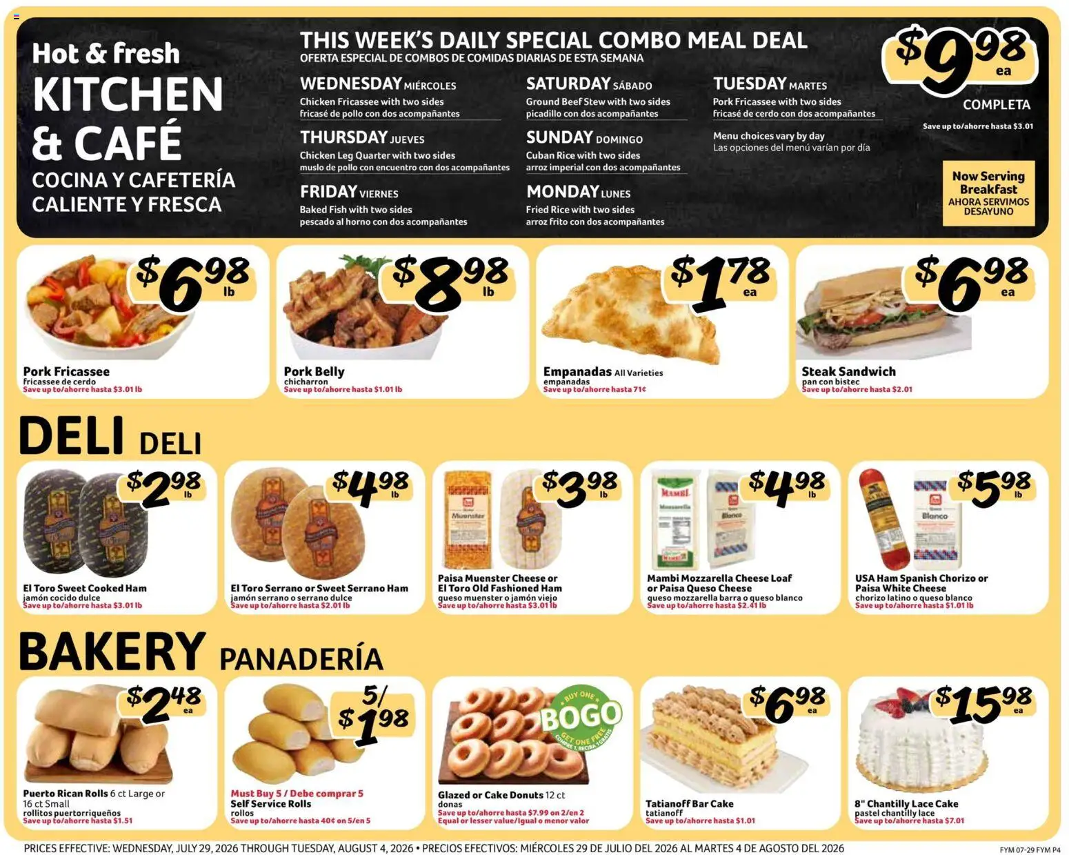 Fresco y Más Weekly Ad - valid from 07/29/2026 | Page: 4 | Products: Cheese, Ham, Rice, Beef