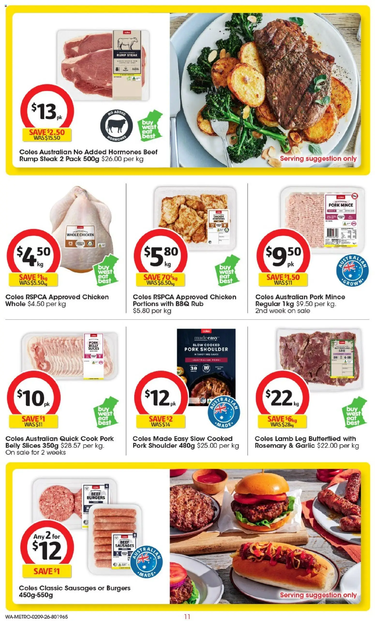 Coles catalogue - valid from 02/09/2026 | Page: 12 | Products: Pork, Whole chicken, Rump steak, Pork shoulder