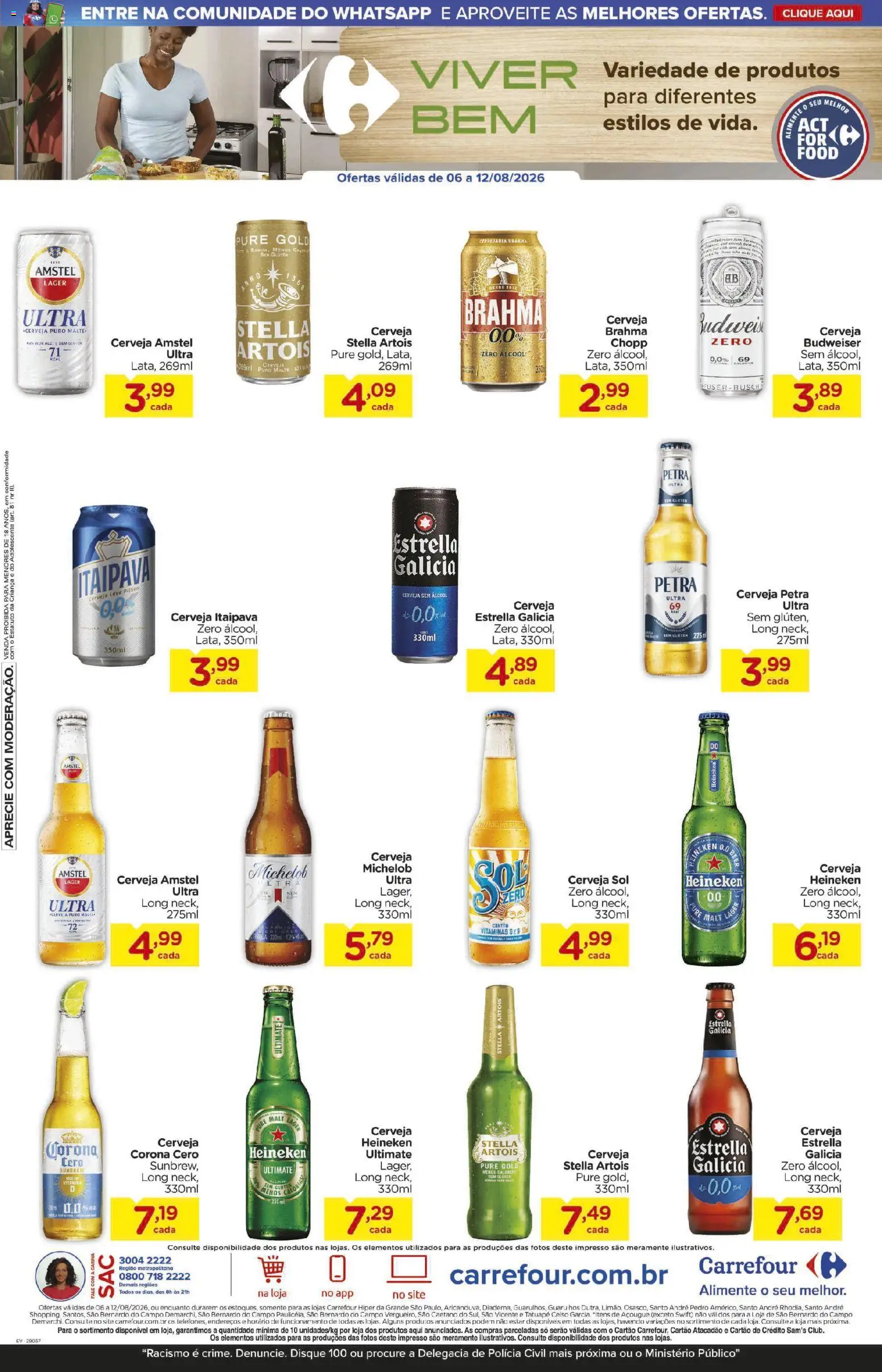 Carrefour Folheto - válido de 06/08/2026 | Página: 3 | Produtos: Cerveja sem álcool, Cerveja, Heineken, Cerveja Corona