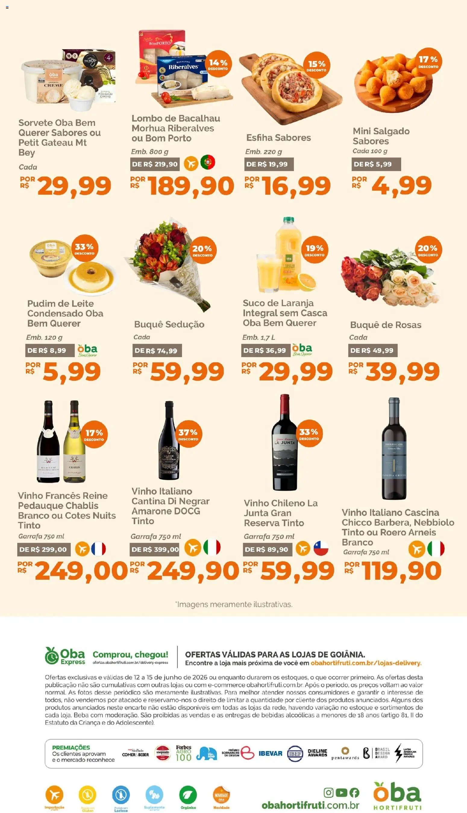 Oba Hortifruti Folheto - válido de 12.06.2026 | Página: 7 | Produtos: Leite, Vinho, Creme, Sorvete