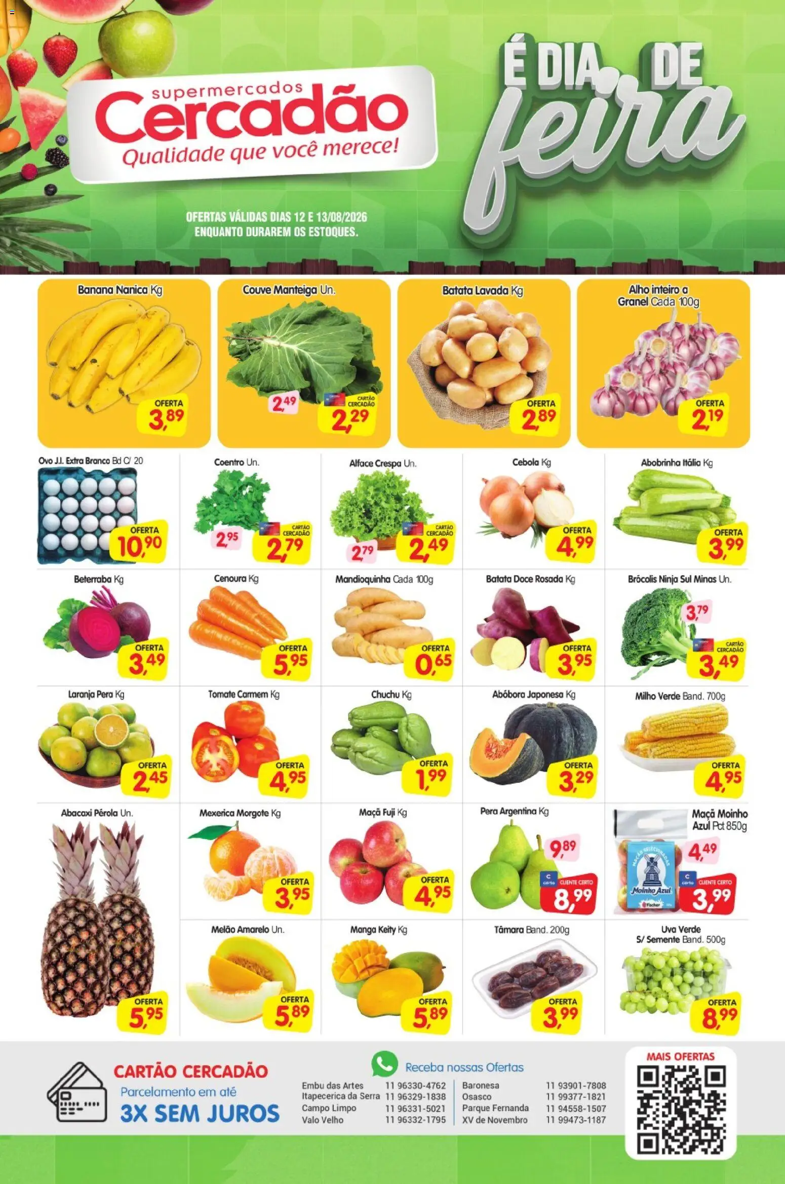 Cercadão Folheto - válido de 12/08/2026 | Página: 1 | Produtos: Alho, Cebola, Milho verde, Cenoura