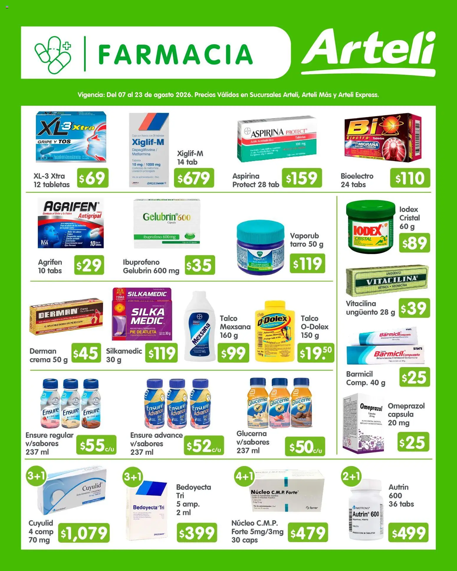 Nuevas ofertas de Arteli válidas en toda la República Mexicana desde el 07/08/2026. ¡Encuentra las mejores ofertas en Arteli folleto Quincenal! | Página: 11 | Productos: Desodorante, Crema, Antigripal, Tableta