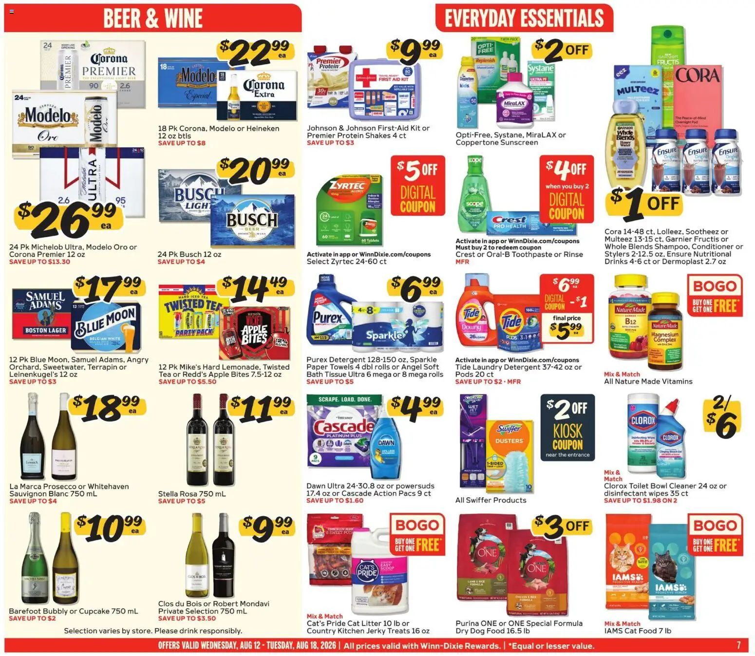 Winn Dixie Weekly Ad - valid from 08/12/2026 | Page: 7 | Products: Bath, Jerky, Beer, Cupcake