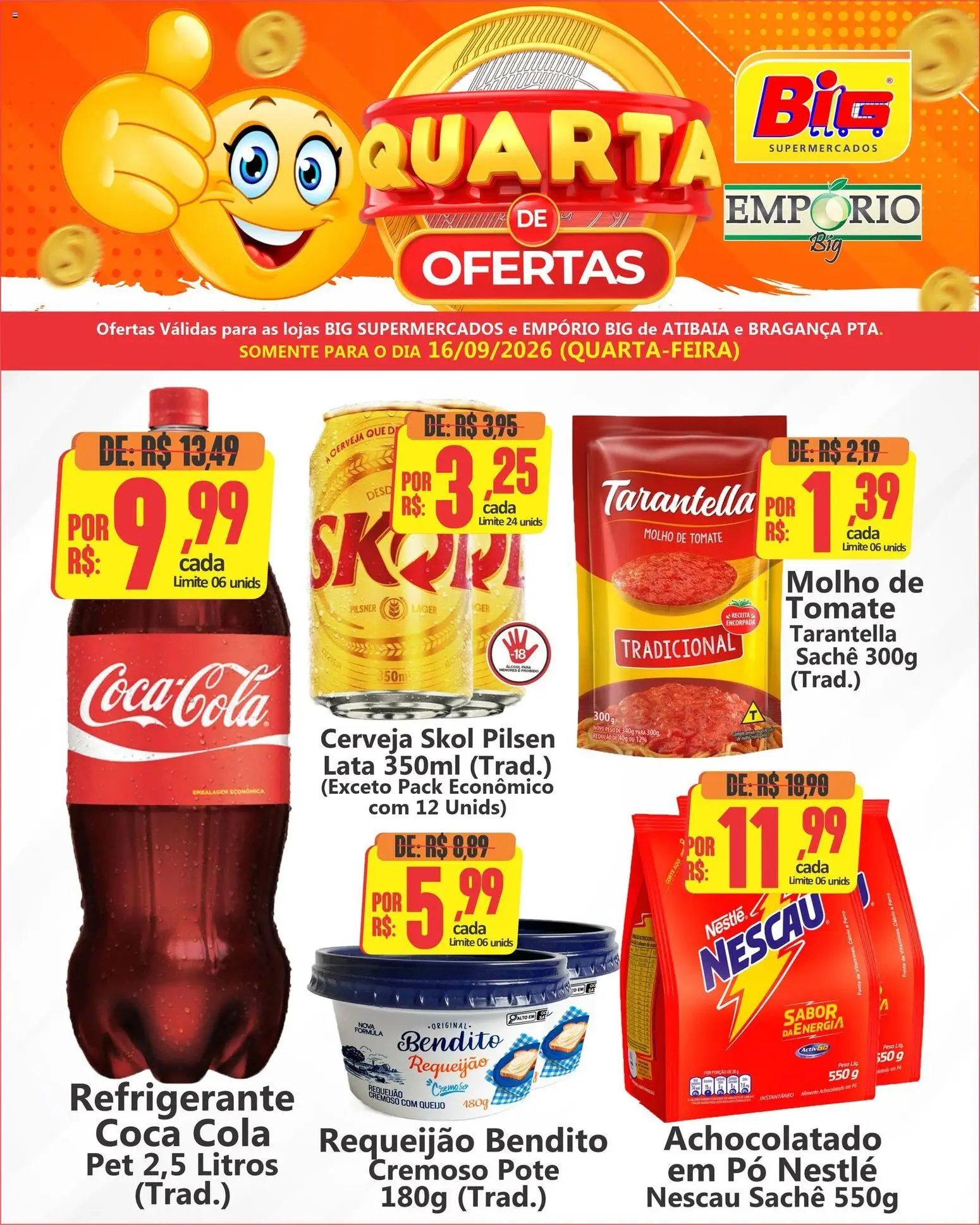 Big Supermercados Folheto - válido de 16/09/2026 | Página: 1 | Produtos: Tomate, Álcool, Queijo, Refrigerante