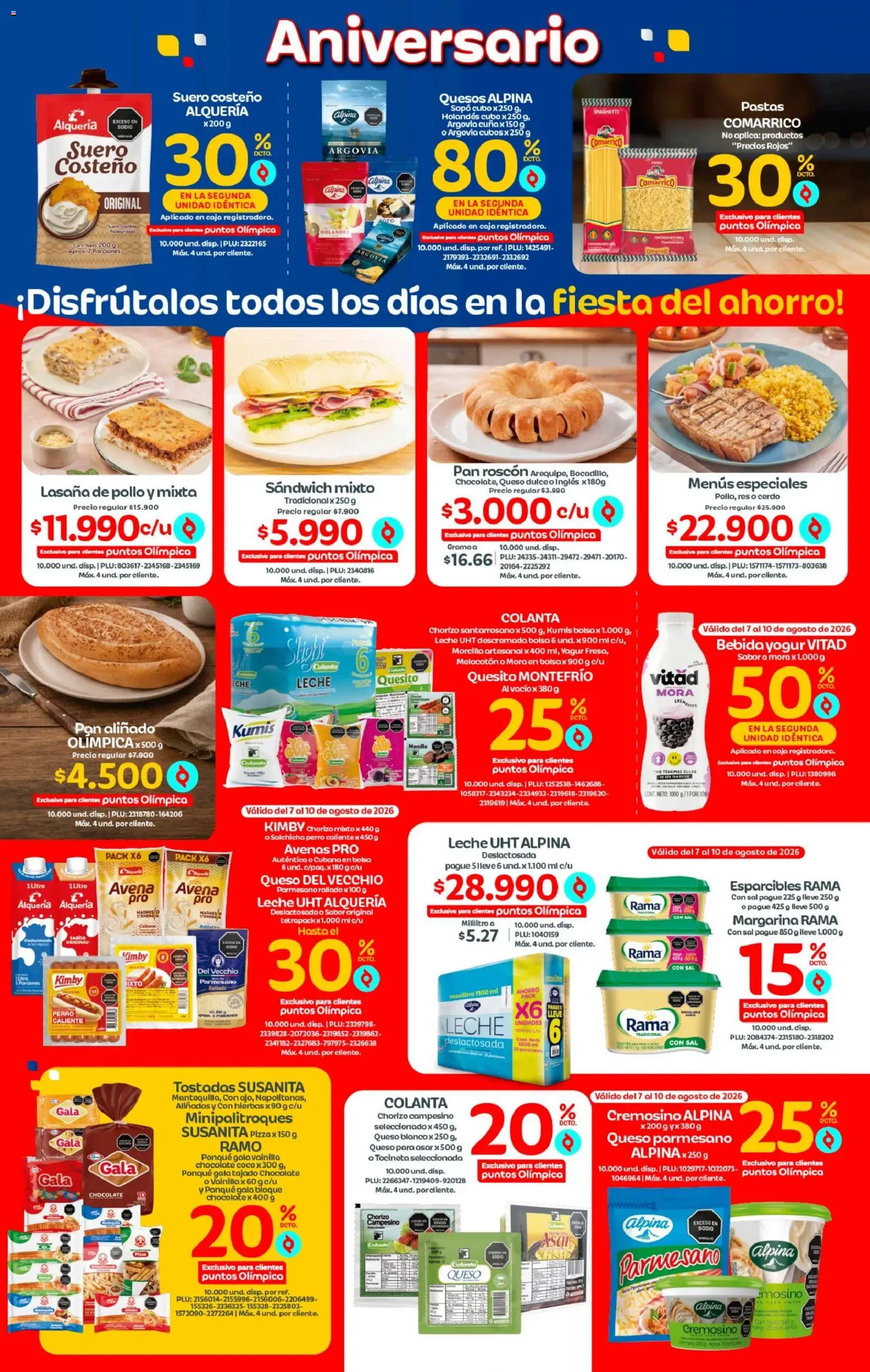 Olímpica revista - valida desde el 05/08/2026 | Página: 2 | Productos: Champaña, Bolsa, Salchicha, Mora