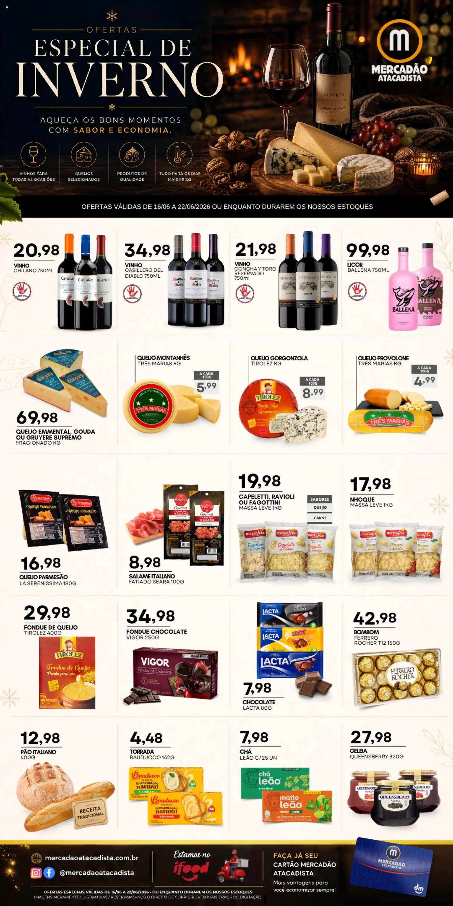Mercadão Atacadista Folheto - válido de 16.06.2026 | Página: 1 | Produtos: Porta, Queijo, Faca, Pão
