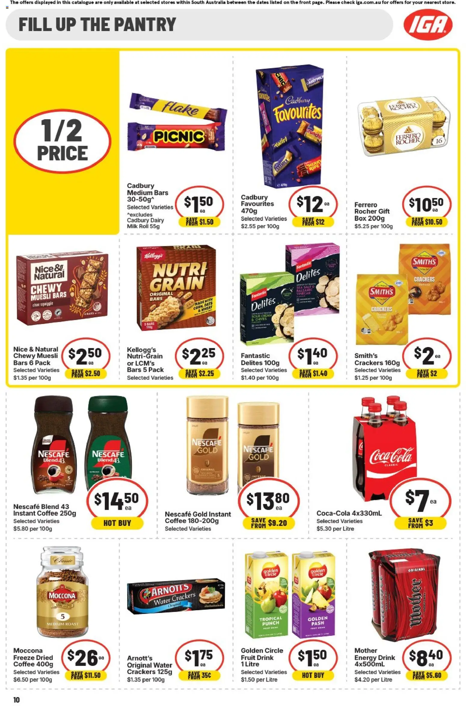 IGA catalogue - valid from 01/07/2026 | Page: 10 | Products: Milk, Energy drink, Coca Cola, Salt