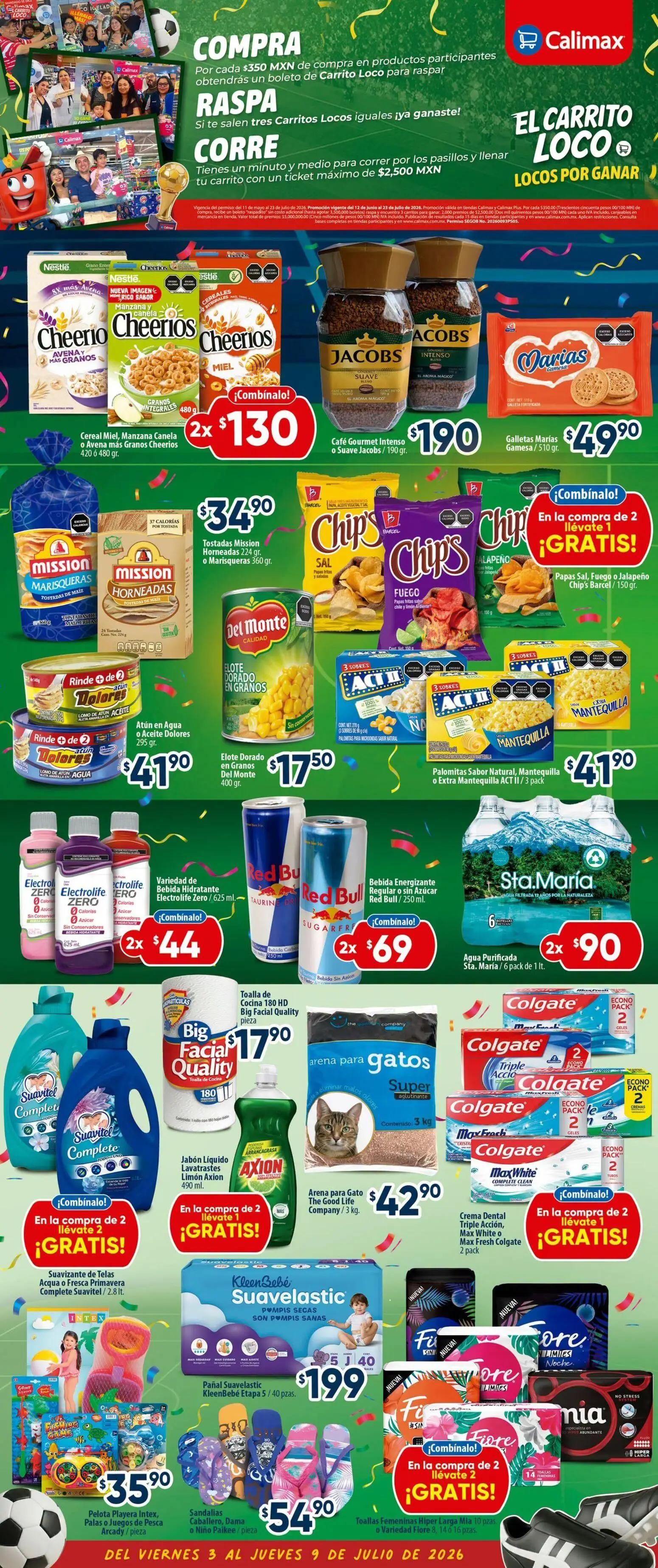 Nuevas ofertas de Calimax válidas en toda la República Mexicana desde el 03/07/2026. ¡Encuentra las mejores ofertas en Calimax folleto Mexicali y SLRC! | Página: 4 | Productos: Atún, Espuma, Toalla, Playera
