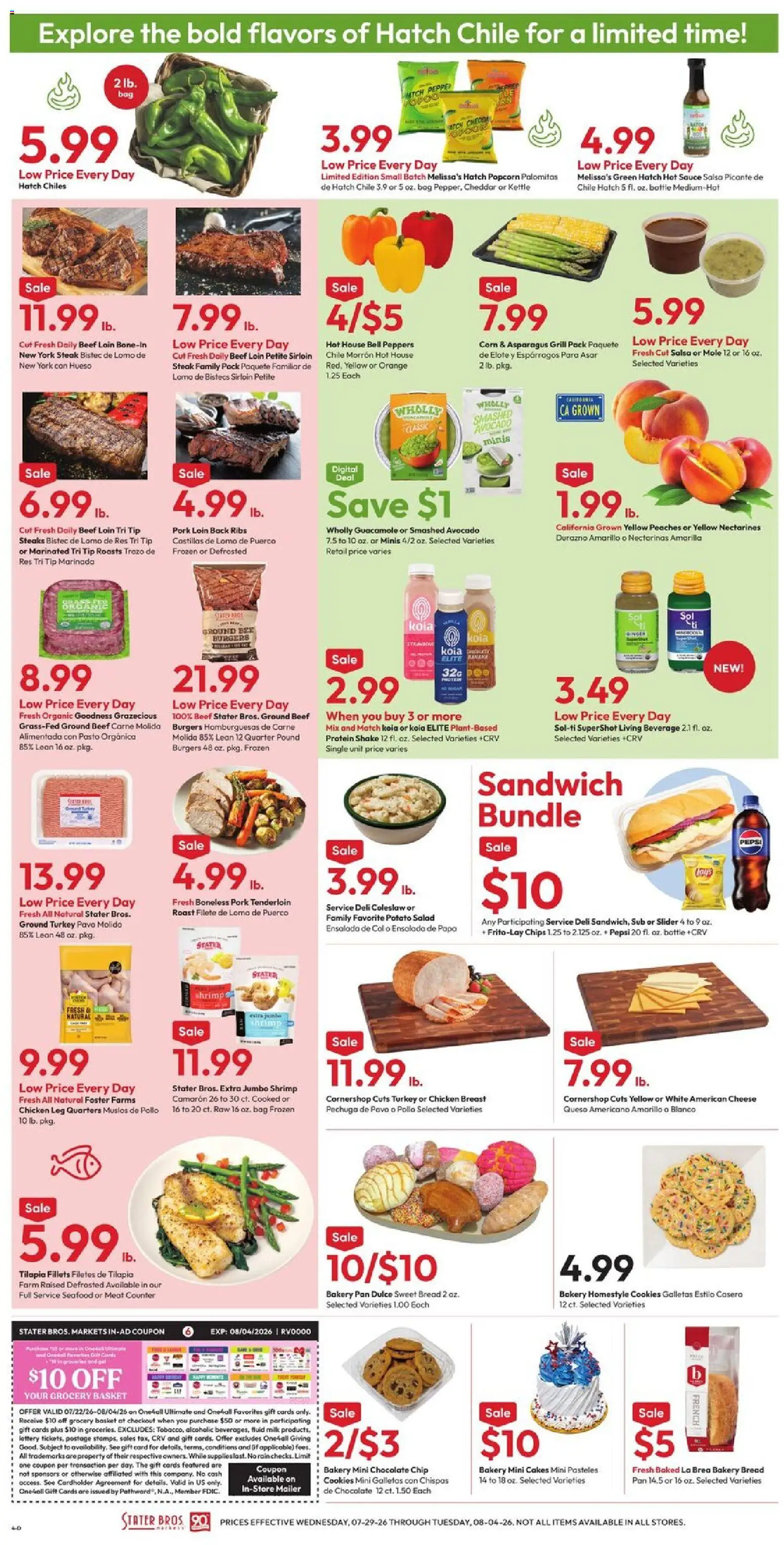 Stater Bros Weekly Ad - valid from 07/29/2026 | Page: 4 | Products: Basket, Pan, Cookies, Pepper