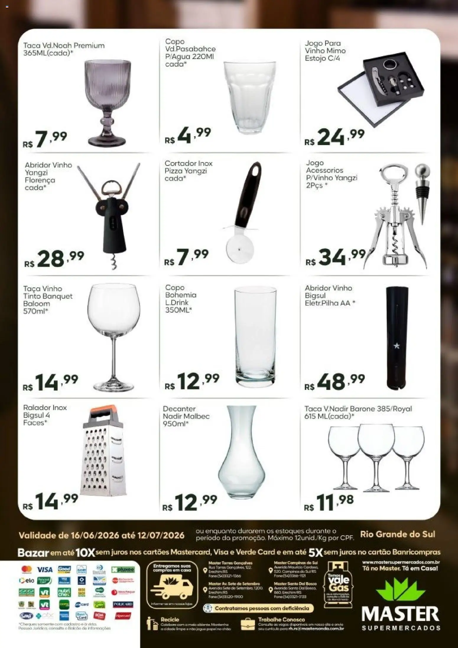 Master Folheto - válido de 16.06.2026 | Página: 12 | Produtos: Abridor, Pizza, Vinho, Cortador