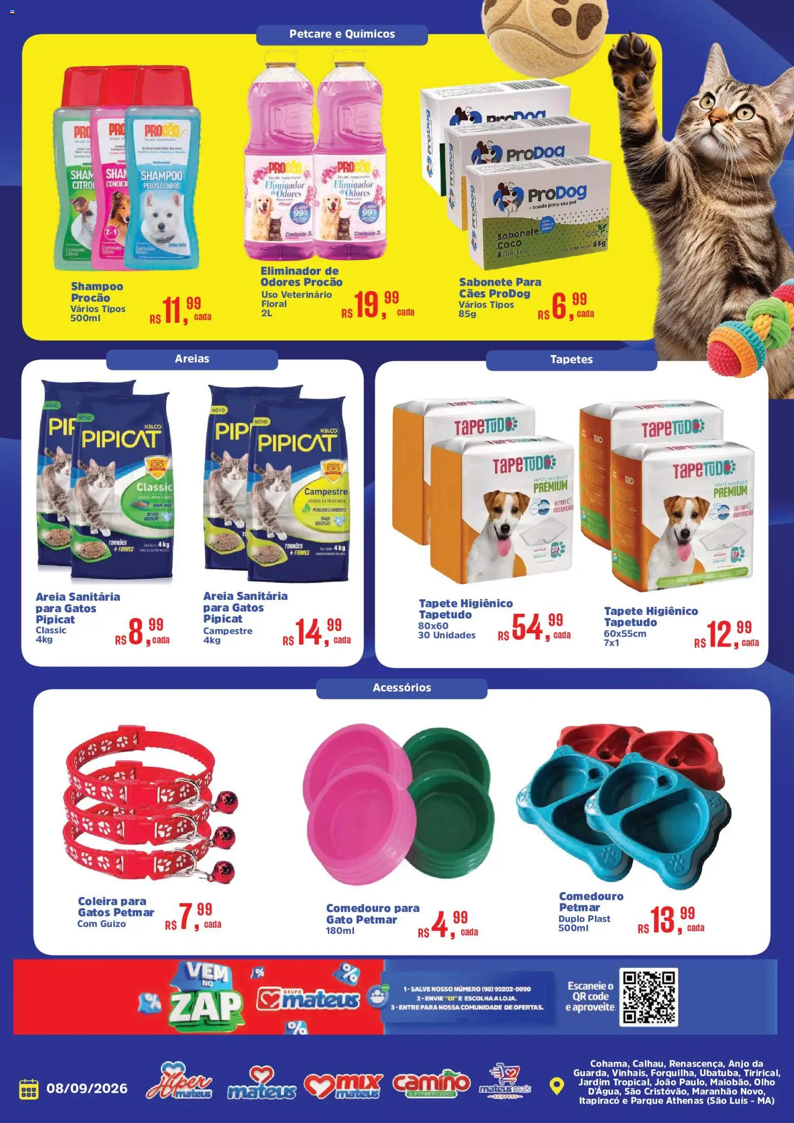 Mateus Folheto - válido de 08/09/2026 | Página: 2 | Produtos: Areia, Tapete, Comedouro, Areia sanitária para gatos