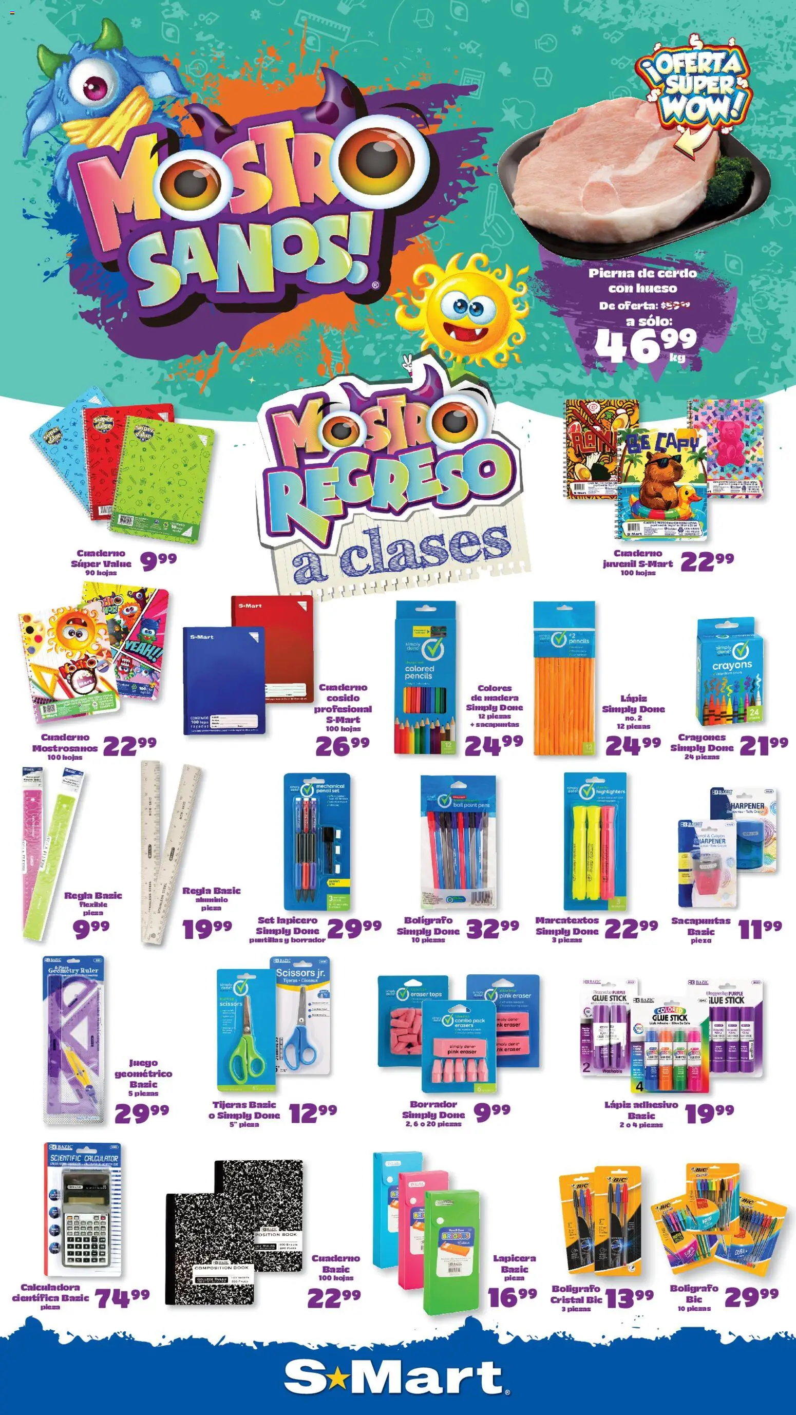 Nuevas ofertas de S-Mart válidas en toda la República Mexicana desde el 18/08/2026. ¡Encuentra las mejores ofertas en S-Mart folleto Ofertas de feria Juárez! | Página: 1 | Productos: Sacapuntas, Ron, Cerdo, Juego