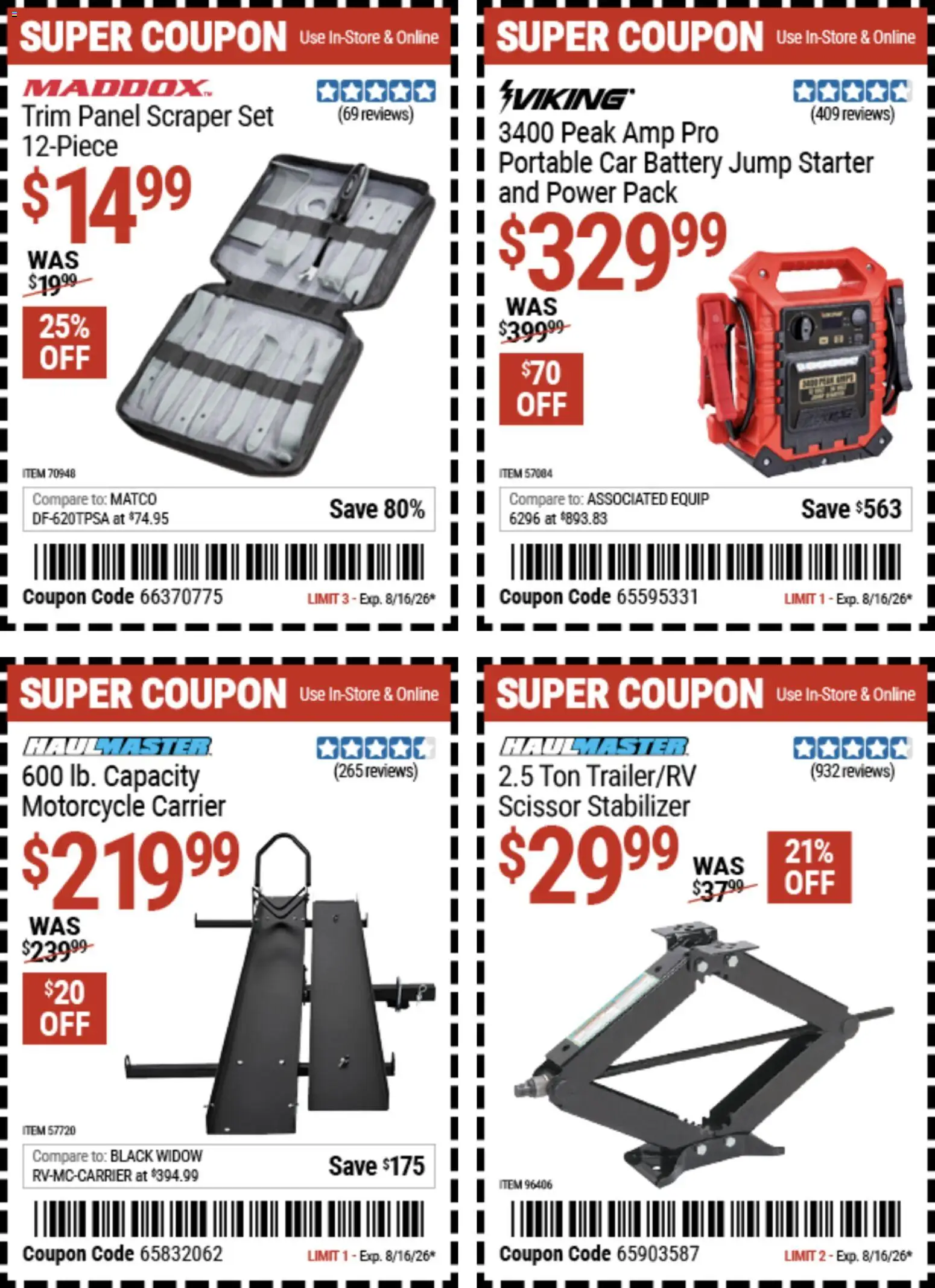Harbor Freight Weekly Ad - valid from 08/03/2026 | Page: 11 | Products: Trim, Battery, Car Battery, Starter