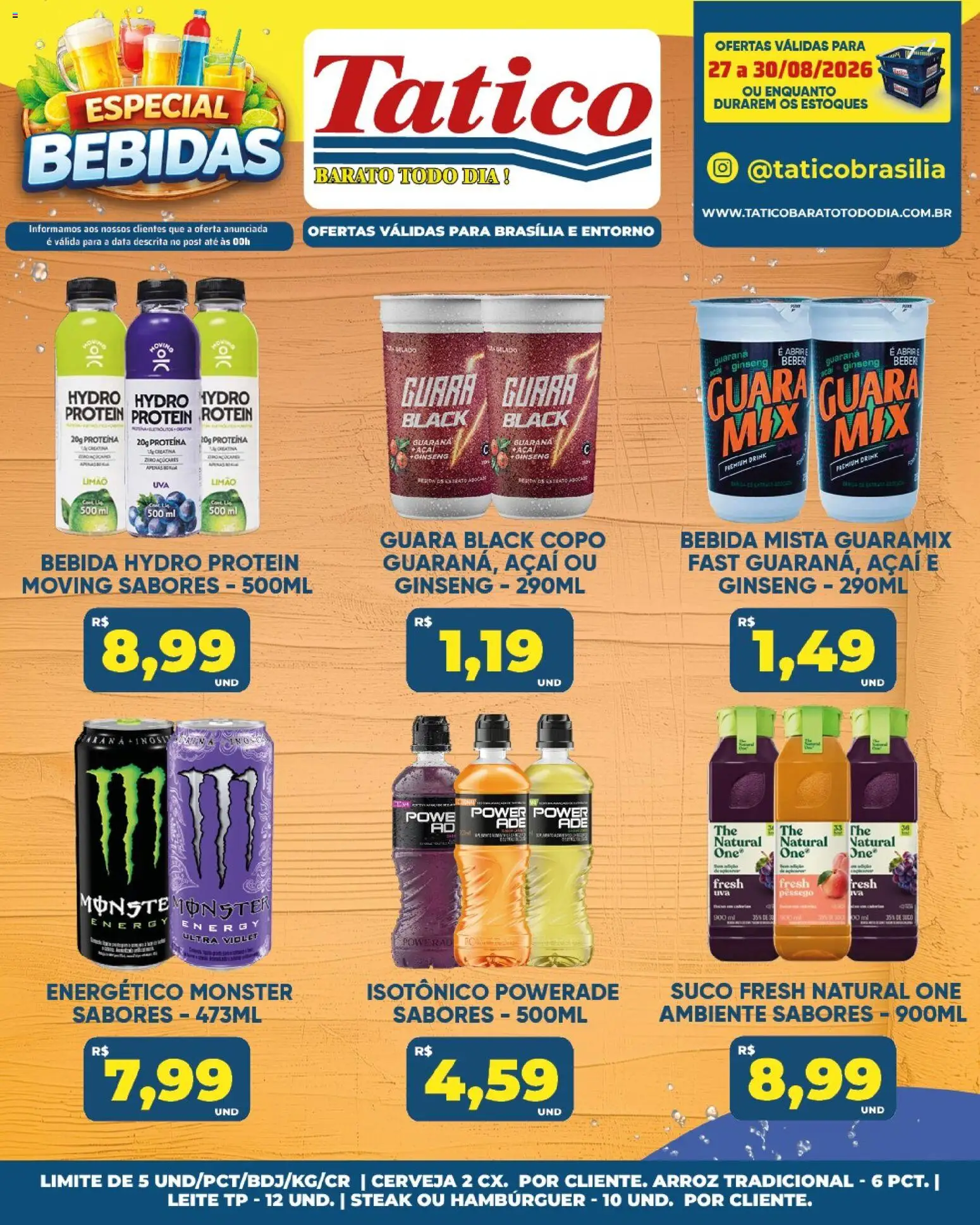 Tatico Folheto - válido de 27/08/2026 | Página: 21 | Produtos: Guaraná, Leite, Suco, Isotônico