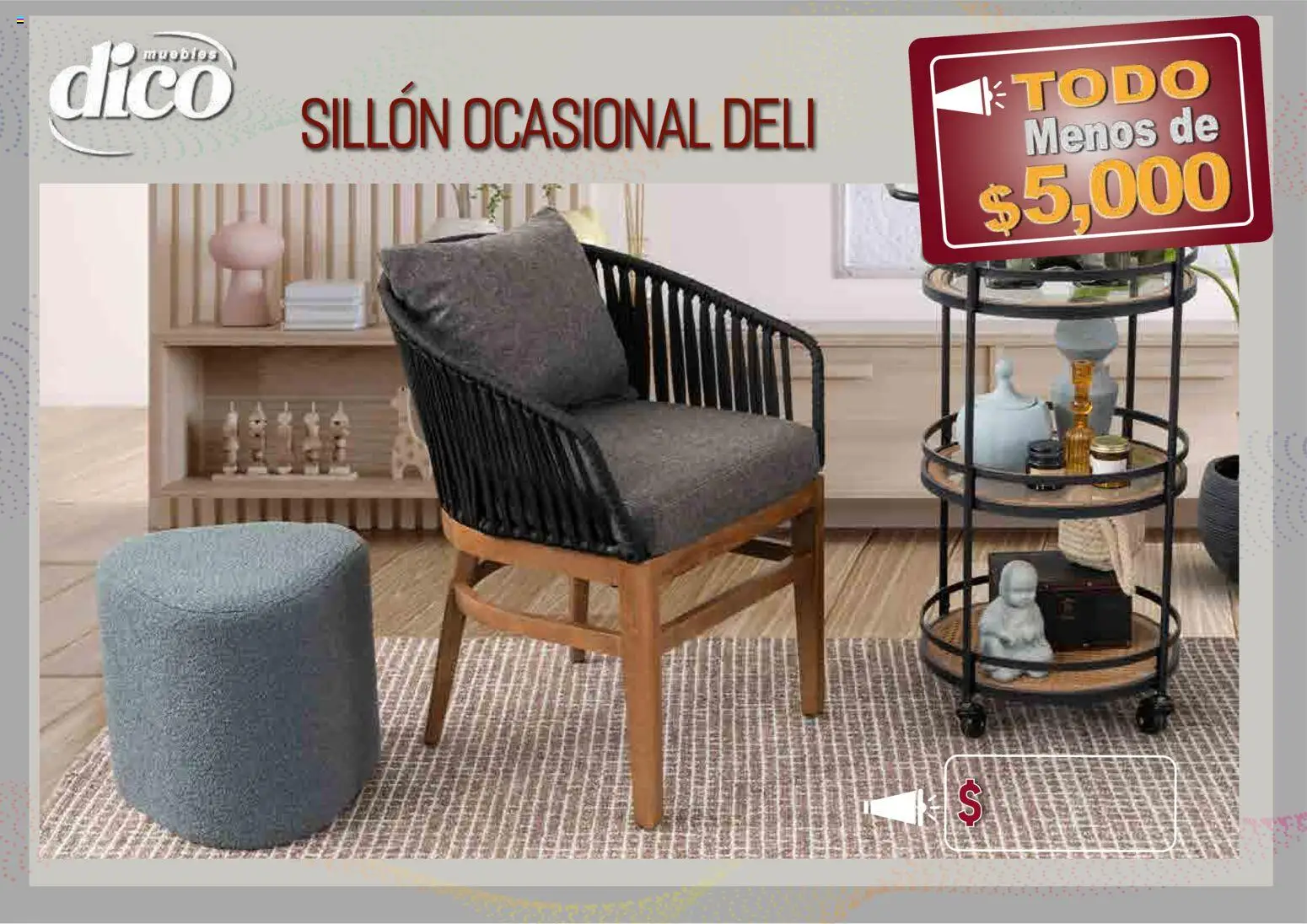 Nuevas ofertas de Muebles Dico válidas en toda la República Mexicana desde el 09.04.2026. ¡Encuentra las mejores ofertas en Muebles Dico catálogo Todo menos de 5000 Pacifico! | Página: 30 | Productos: Sillón