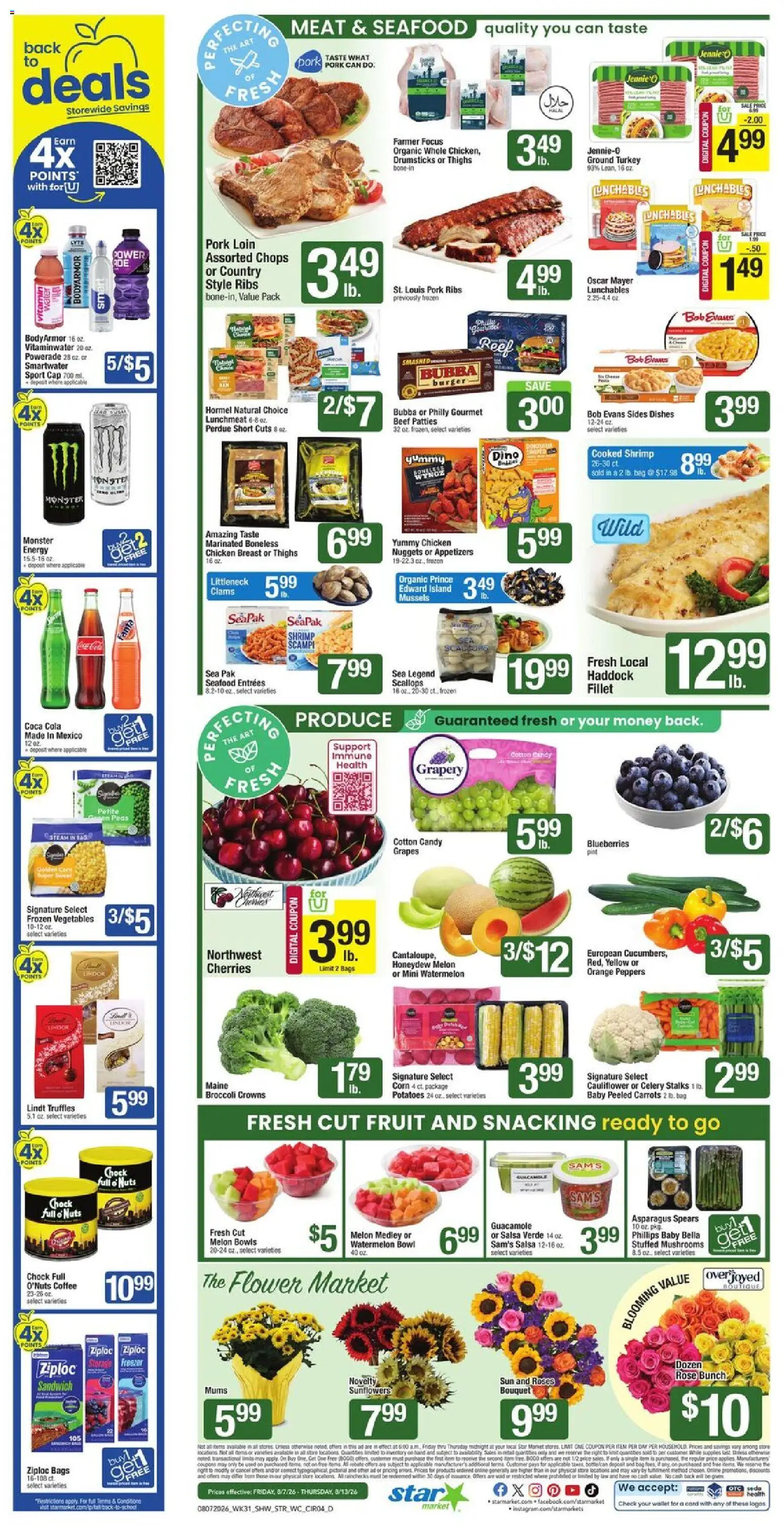 Star Market - Weekly Ad - MA - valid from 08/07/2026 | Page: 4 | Products: Peppers, Pork loin, Watermelon, Lindor