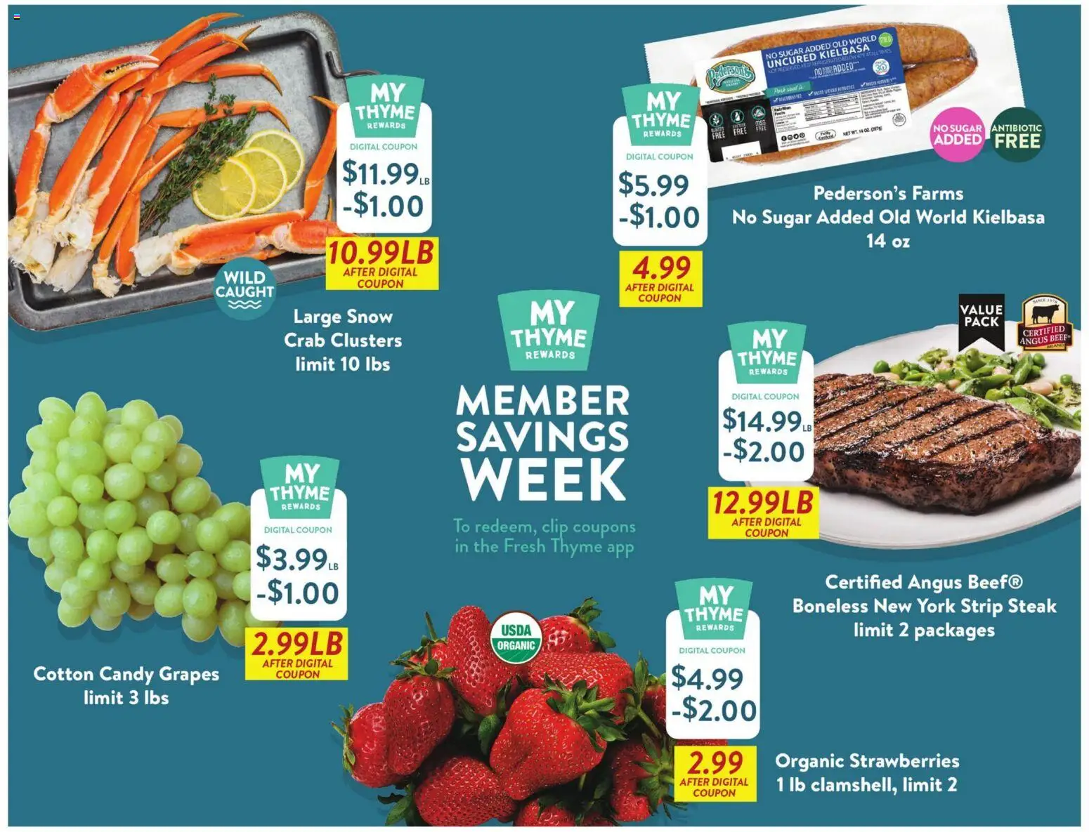 Fresh Thyme Weekly Ad - MO - valid from 17.06.2026 | Page: 4 | Products: Clip, Beef, Strawberries, Grapes
