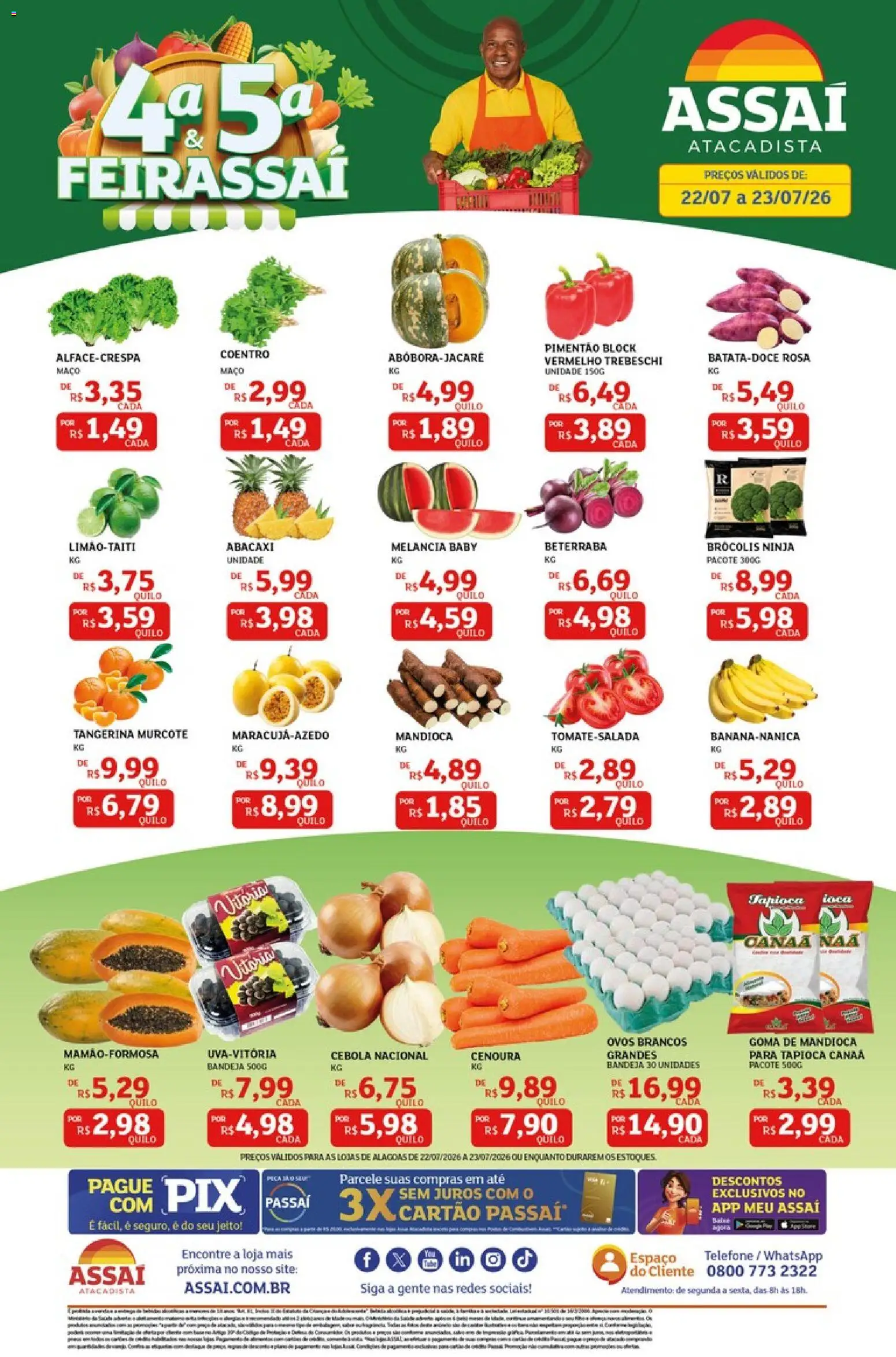 Assaí Atacadista Folheto - válido de 22/07/2026 | Página: 1 | Produtos: Beterraba, Cebola, Mandioca, Cenoura