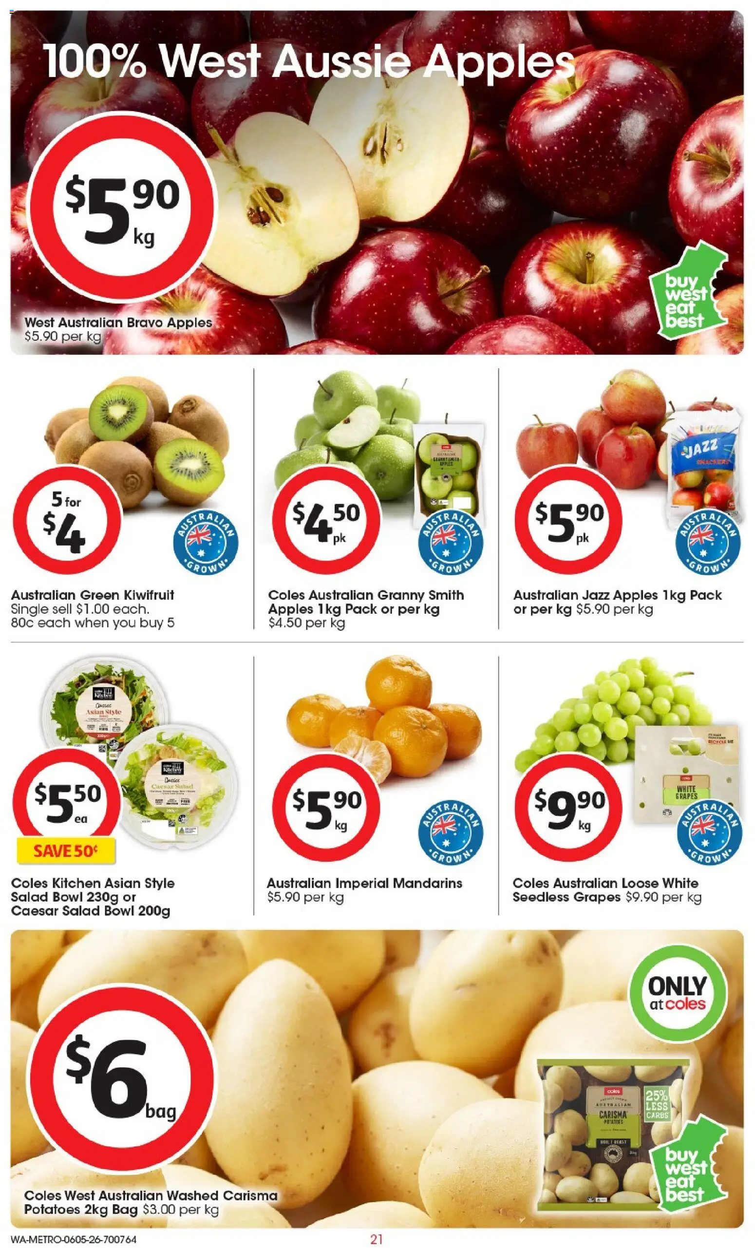 Coles catalogue - valid from 06.05.2026 | Page: 21 | Products: Apples, Mandarins, Salad, Bag