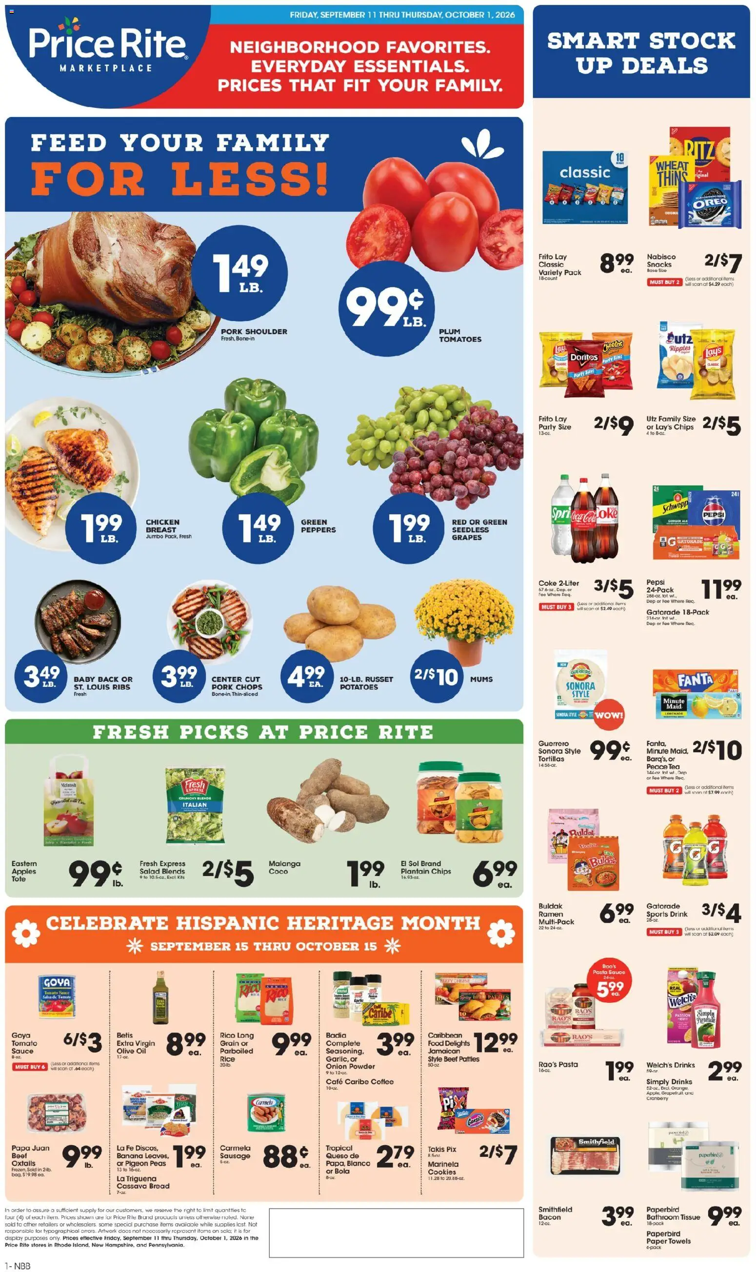 Price Rite Weekly Ad - valid from 09/11/2026 | Page: 1 | Products: Coffee, Chips, Tortillas, Onion