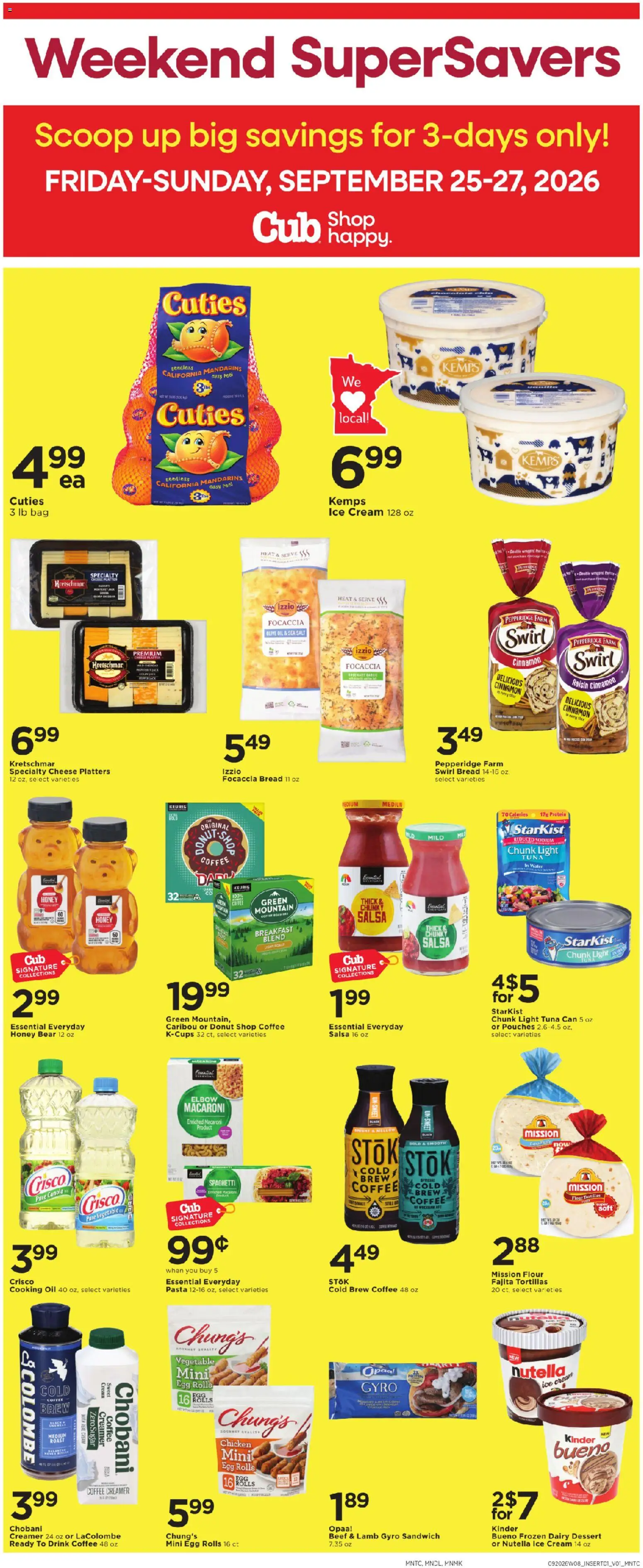 Cub Foods Ad - valid from 09/25/2026 | Page: 1 | Products: Mandarins, Chicken, Coffee, Olive oil