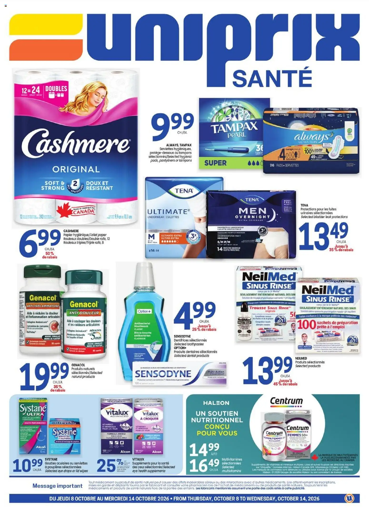 Uniprix flyer valid from Oct 8, 2026 | Page: 1