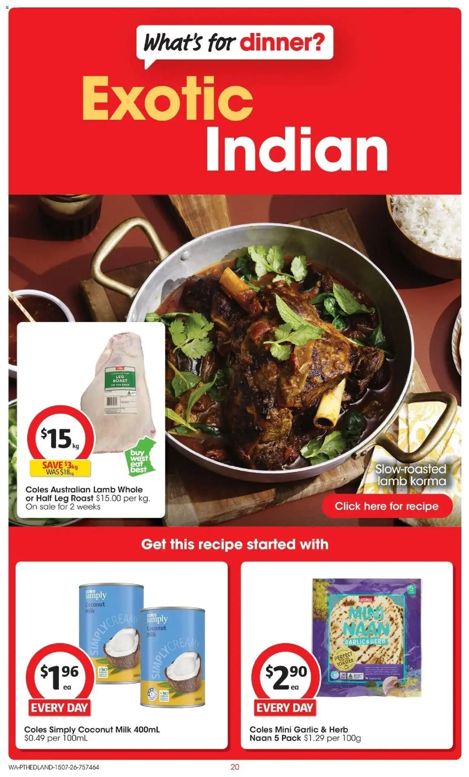 Coles catalogue - valid from 15/07/2026 | Page: 20 | Products: Milk, Herb, Lamb, Garlic